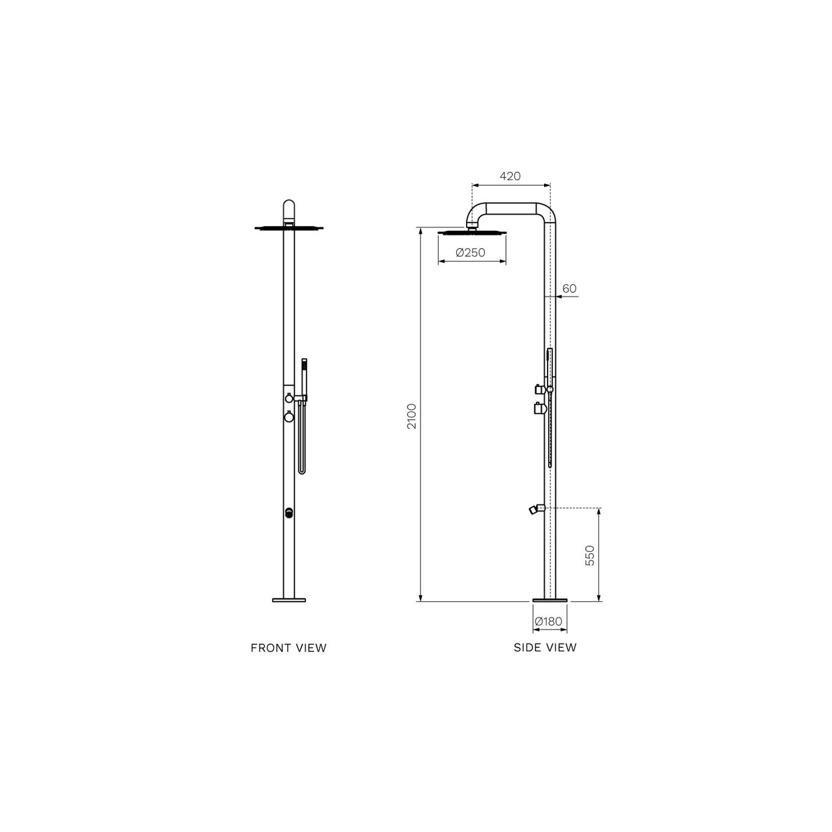 Envy Outdoor Shower Column w/Foot Spray & Handpiece gallery detail image