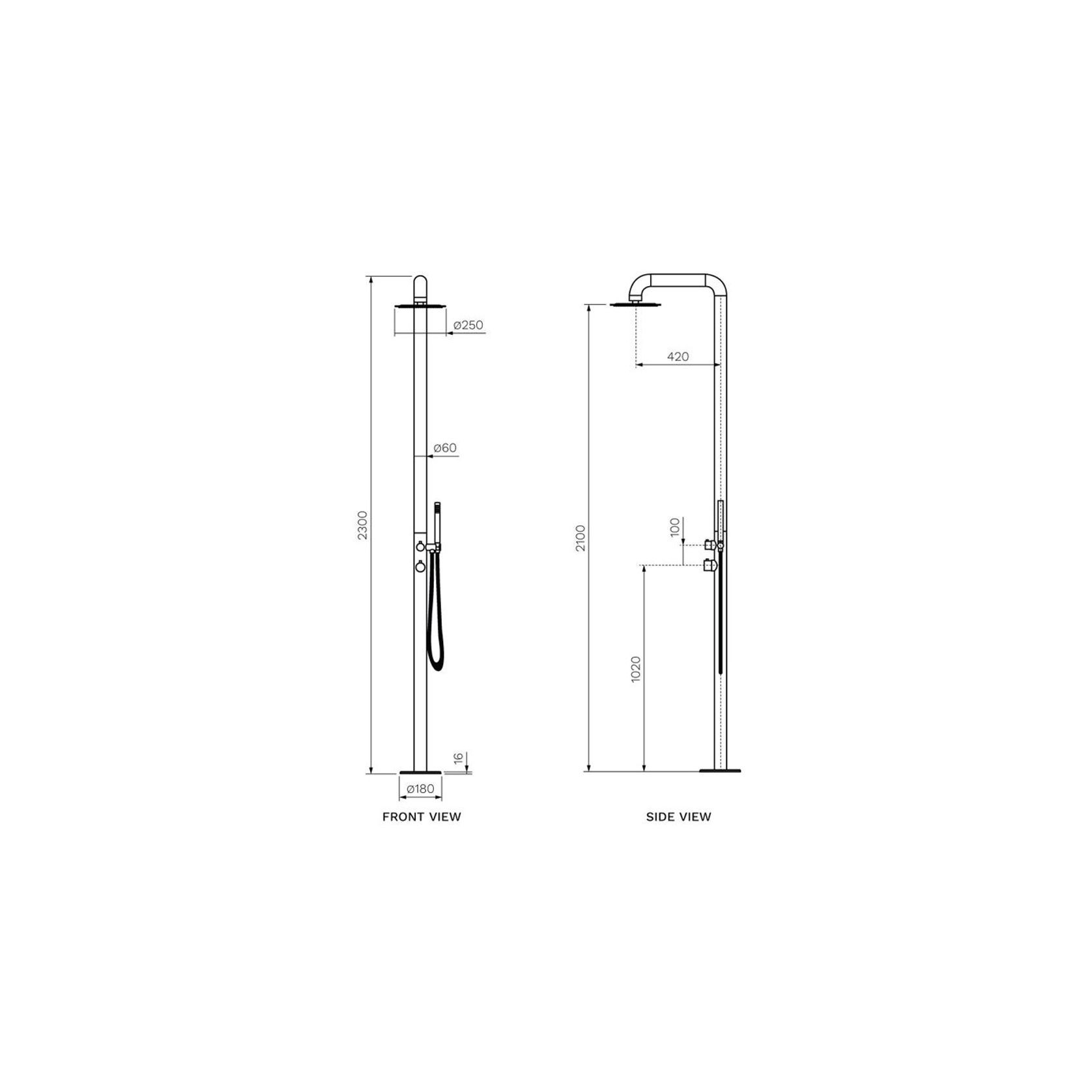 Envy Outdoor Shower Column & Handpiece ArchiPro NZ