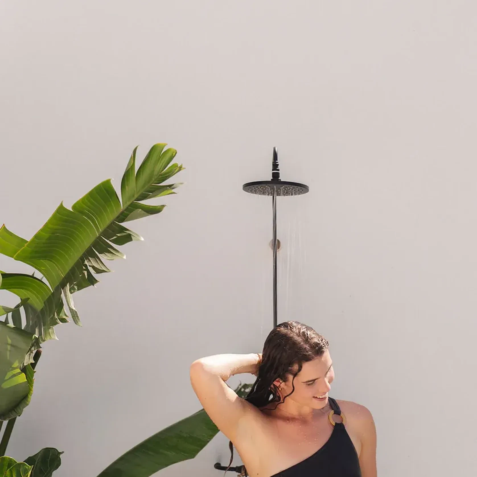 Noosa Wall Mount Outdoor Shower | Hot+Cold | Black gallery detail image