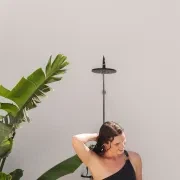 Noosa Wall Mount Outdoor Shower | Hot+Cold | Black gallery detail image