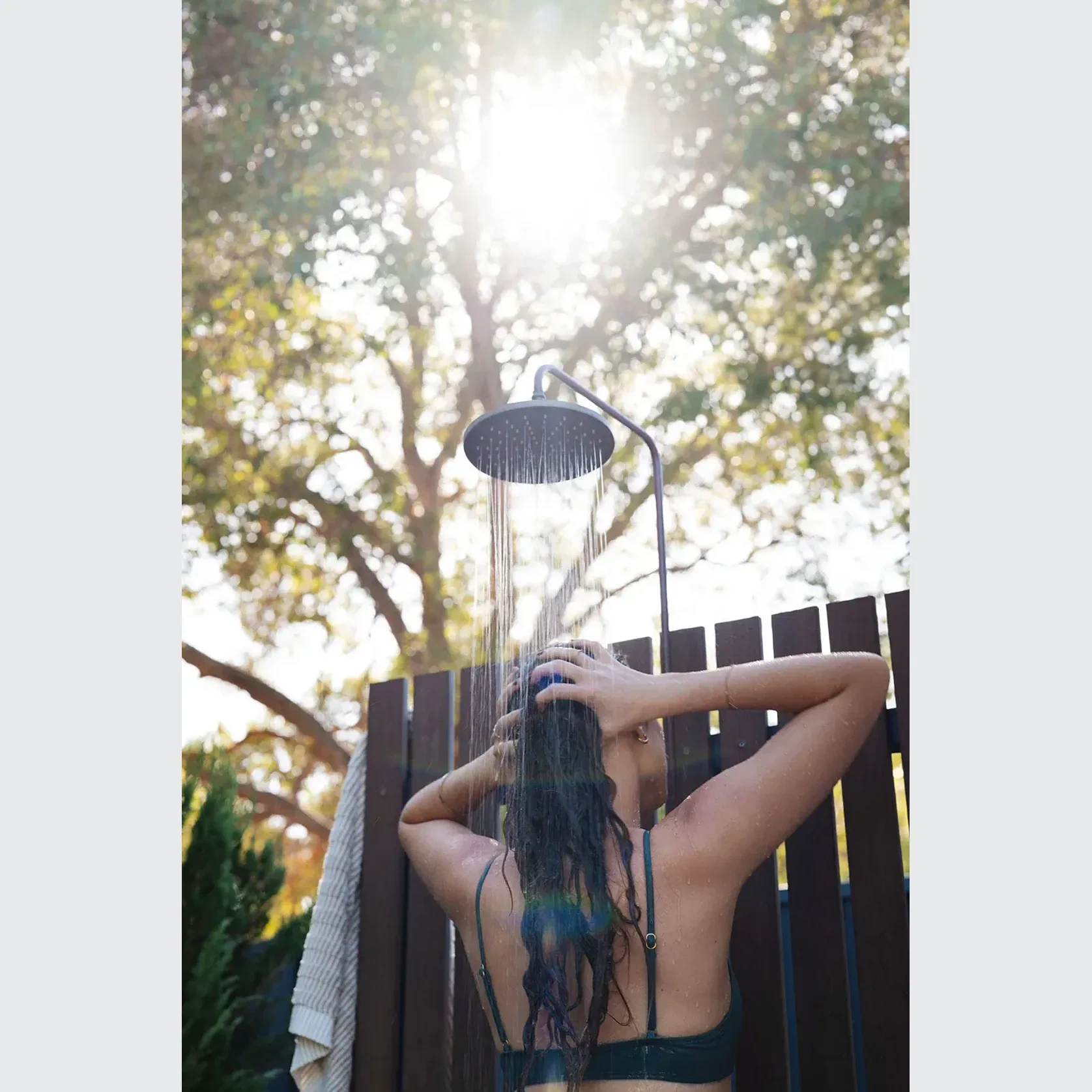 Byron Outdoor Shower with Foot Tap | Hot+Cold | Brass gallery detail image