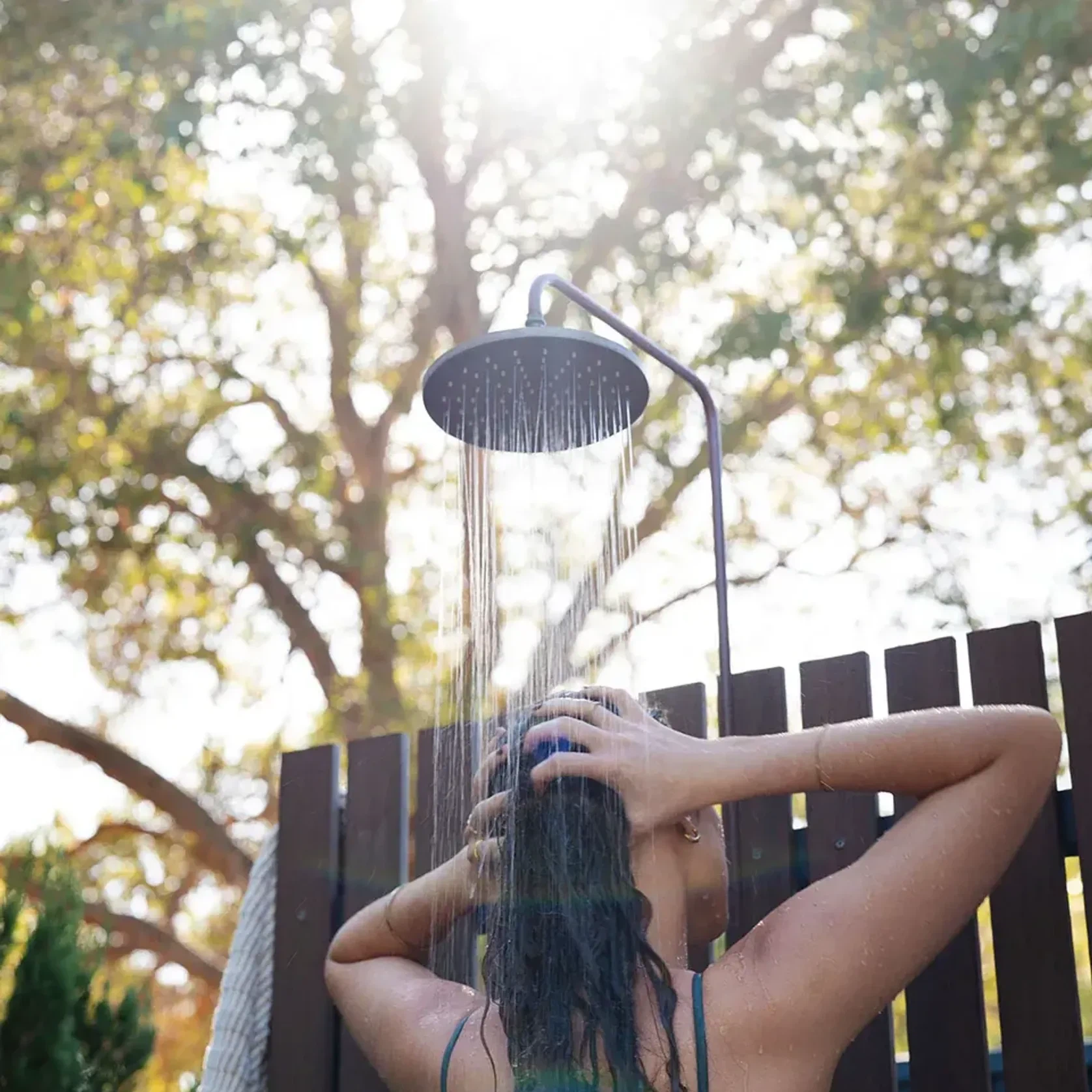 Byron Outdoor Shower with Foot Tap | Hot+Cold | Brass gallery detail image