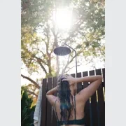 Byron Outdoor Shower with Foot Tap | Hot+Cold | Brass gallery detail image