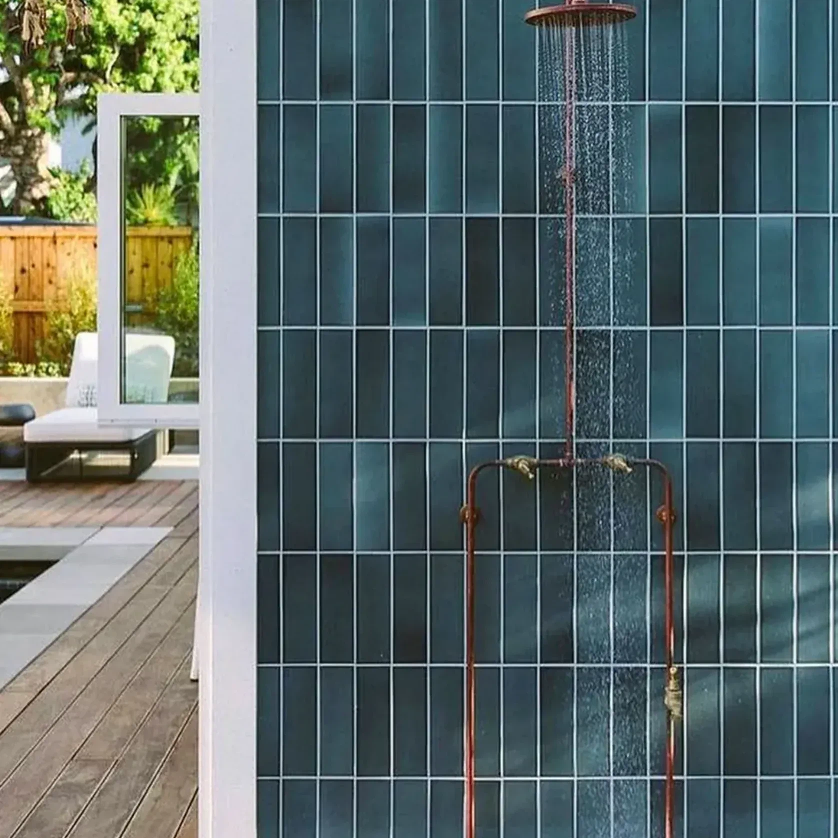 Byron Outdoor Shower with Foot Tap | Hot+Cold | Copper gallery detail image
