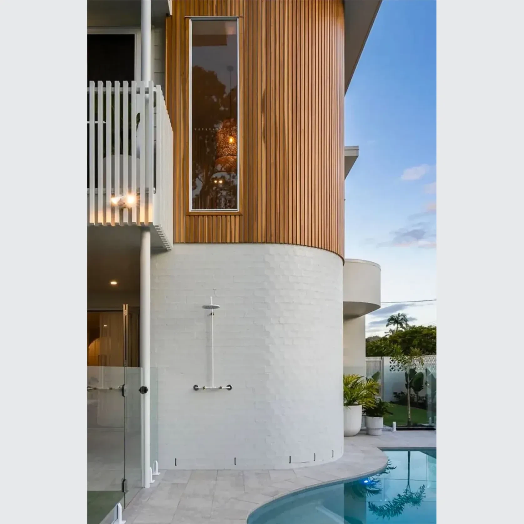Noosa Wall Mount Outdoor Shower | Hot+Cold | White gallery detail image