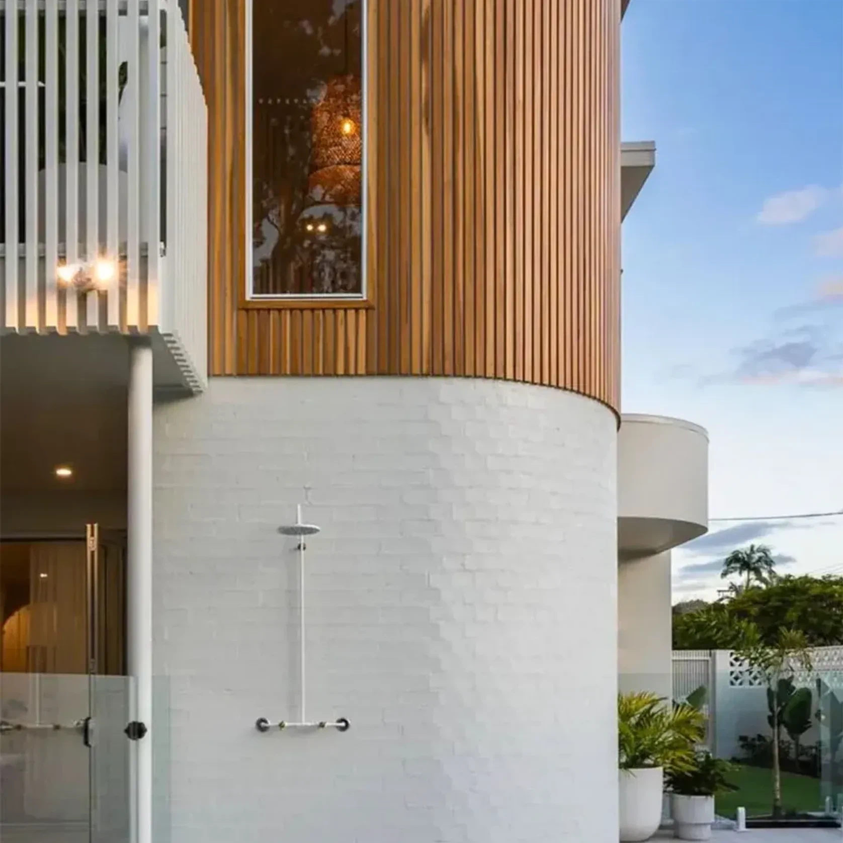 Noosa Wall Mount Outdoor Shower | Hot+Cold | White gallery detail image