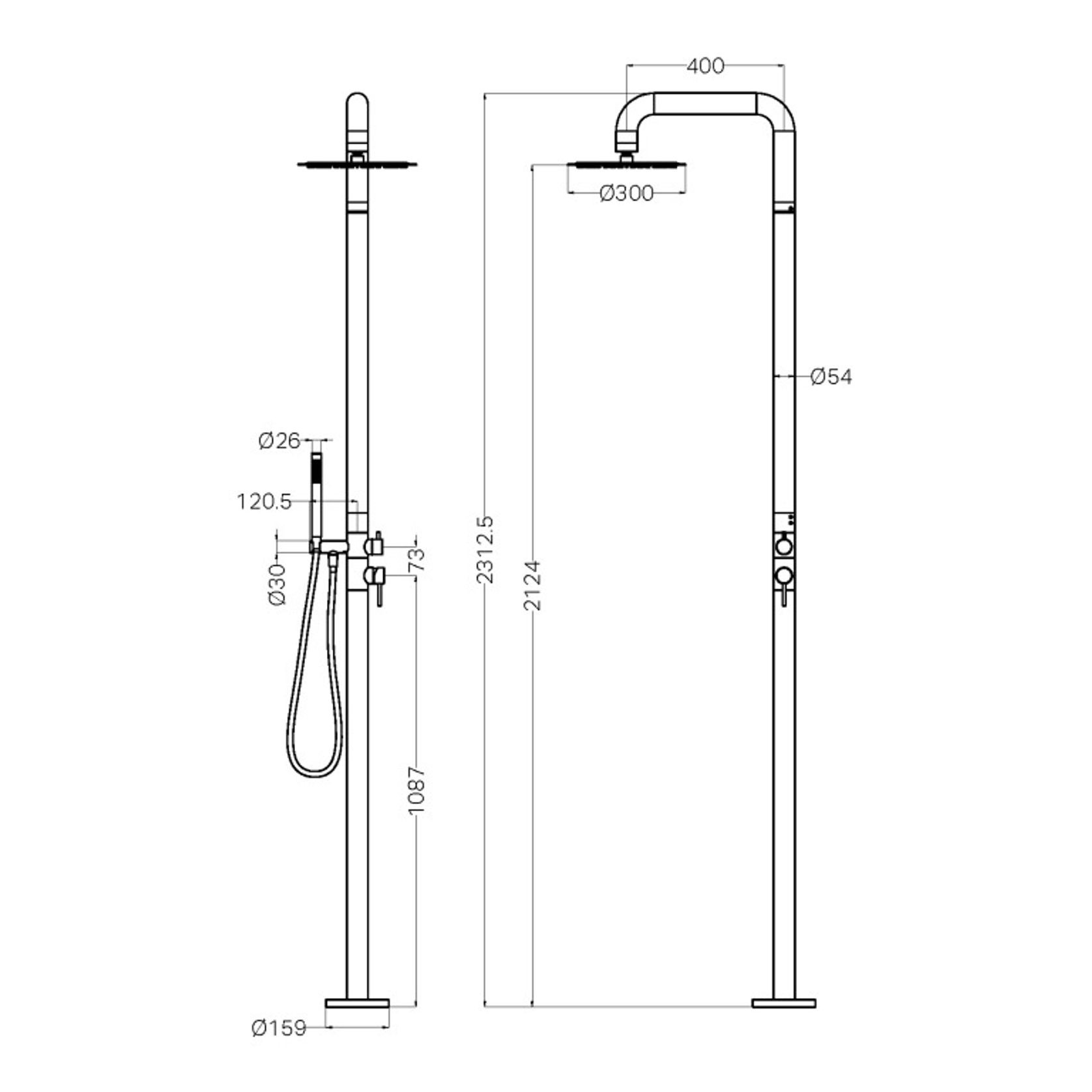 Zen SS316L Outdoor Freestanding Shower Column | Brushed Nickel gallery detail image