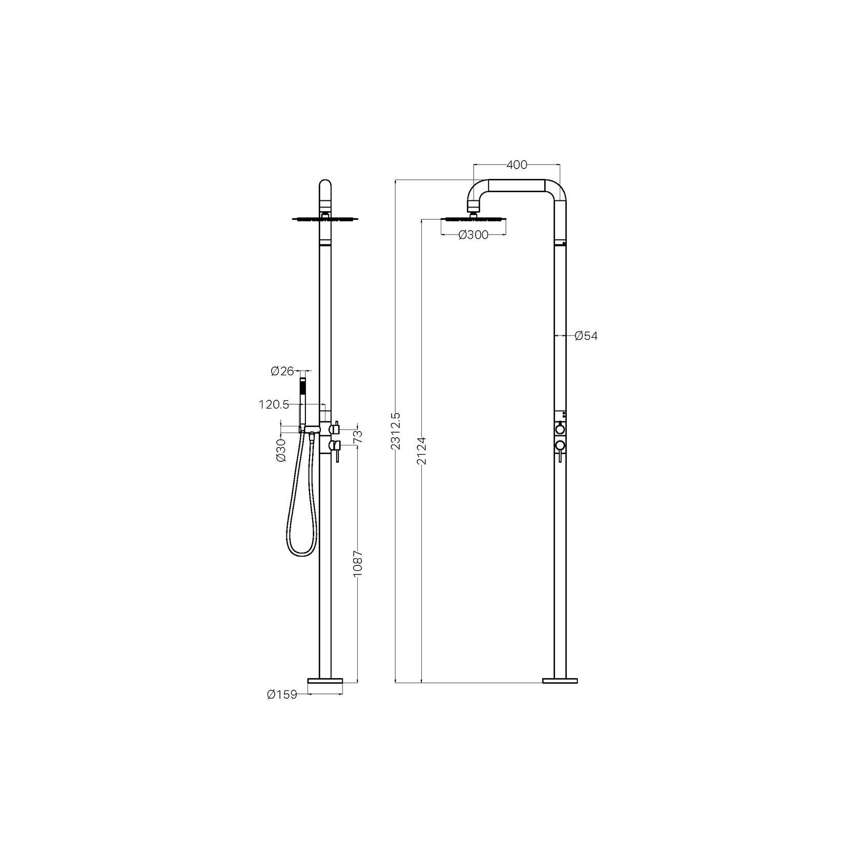 Zen SS316L Outdoor Freestanding Shower Column | Brushed Bronze gallery detail image