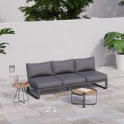 Fino Outdoor 3 Seater Sunlounge in Matt Charcoal Frame / Dark Grey Fabric gallery detail image