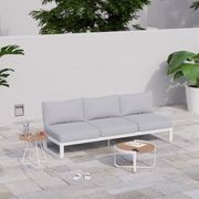 Fino Outdoor 3 Seater Sunlounge in Matt White Frame / Light Grey Fabric gallery detail image