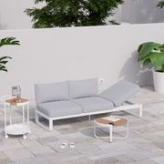 Fino Outdoor 3 Seater Sunlounge in Matt White Frame / Light Grey Fabric gallery detail image