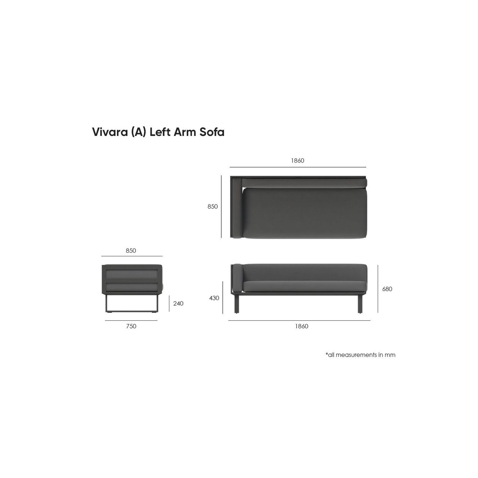 Vivara Sofa - White - Modular Section A - Left Arm gallery detail image