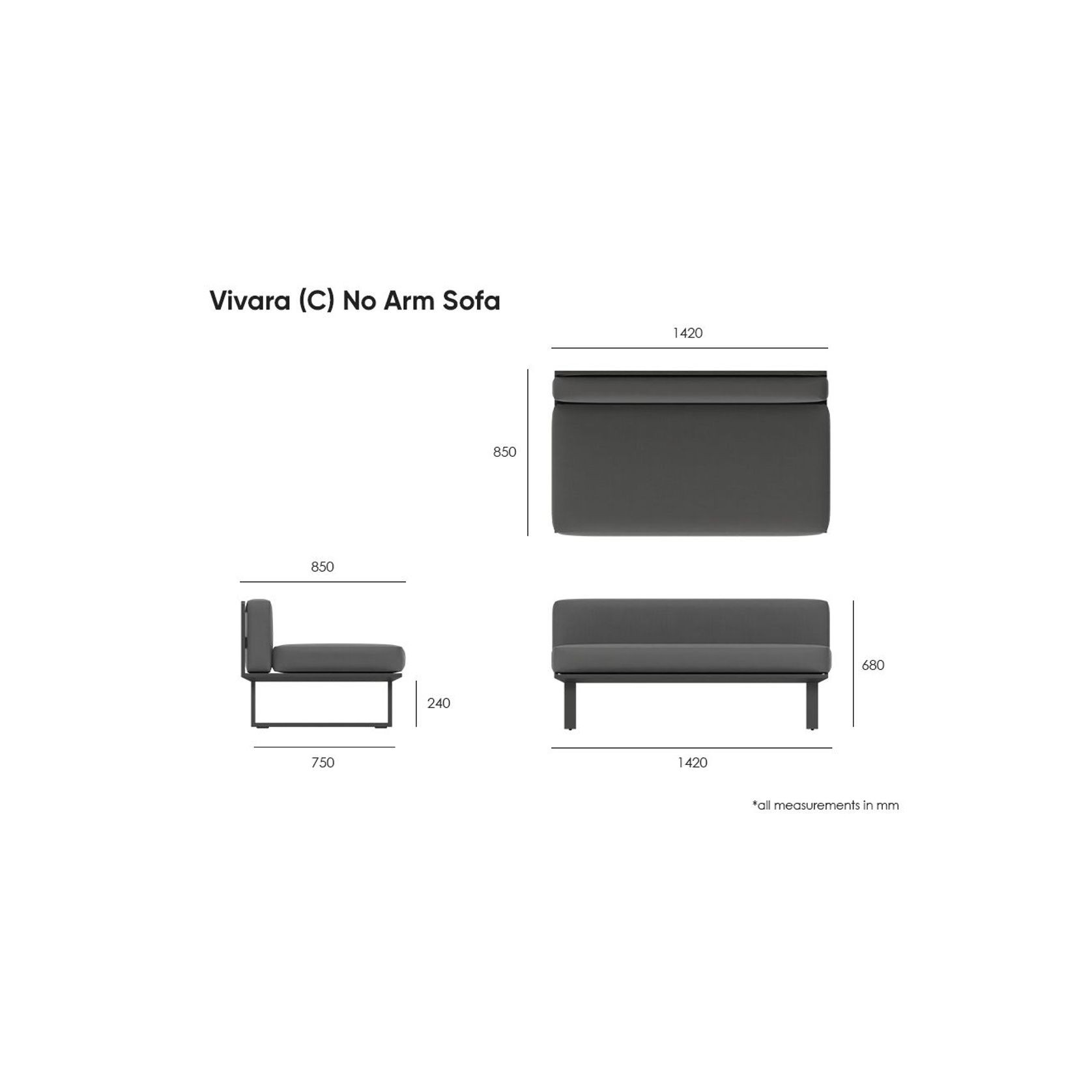 Vivara Sofa - Modular Section C - No Arm gallery detail image