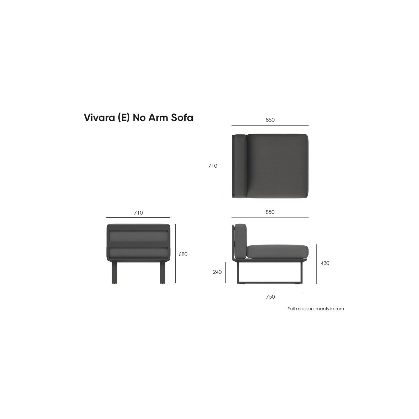 Vivara Sofa - White - Modular Section E - No Arm gallery detail image