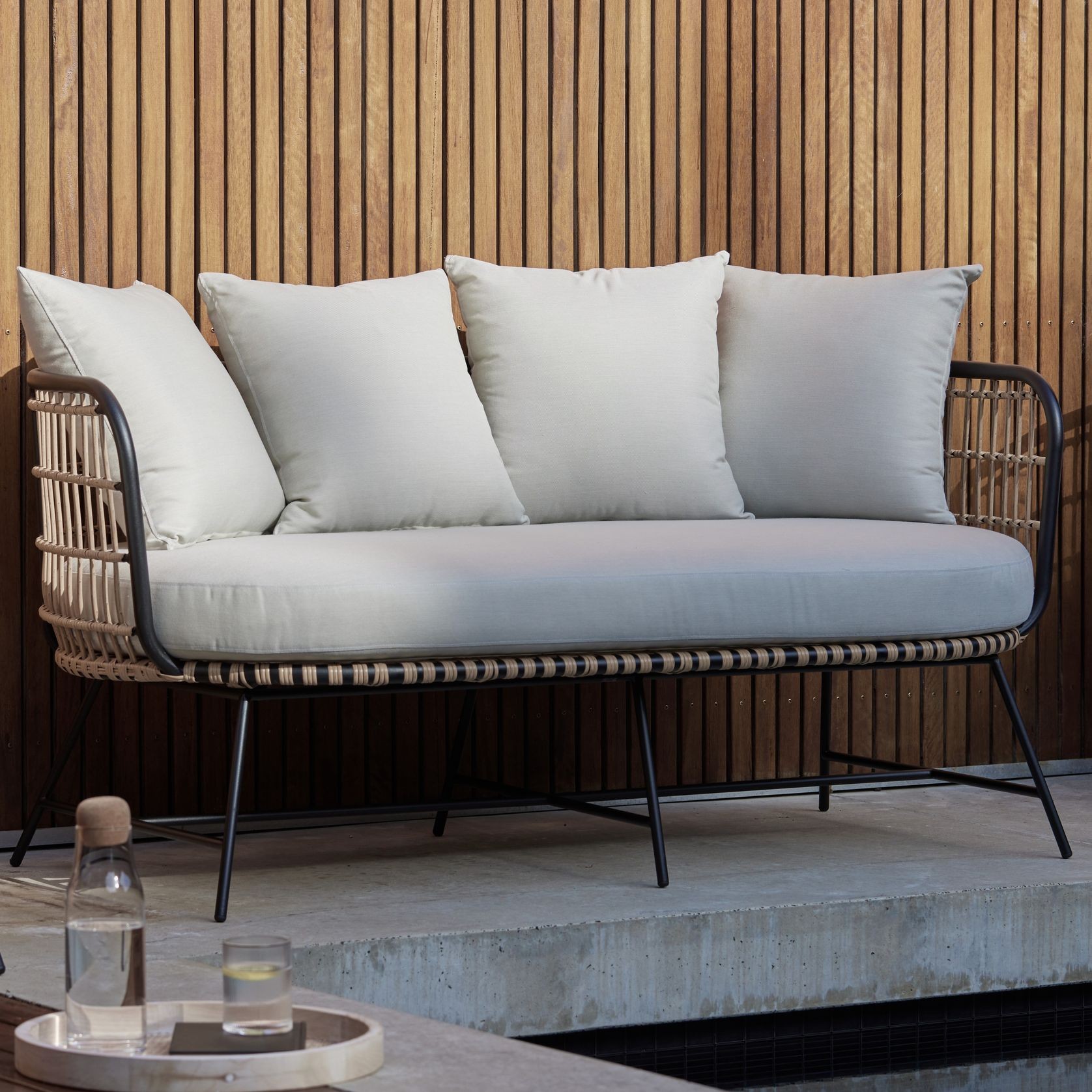 Arden Bamboo Wicker 2 Seater Outdoor Lounge gallery detail image