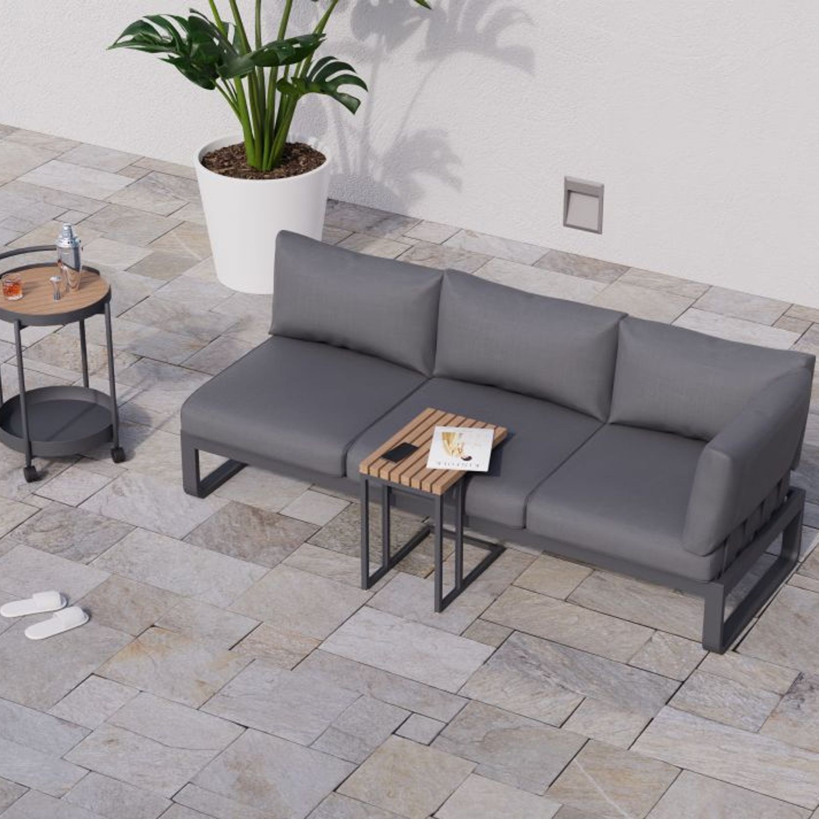 Fino Config A - Outdoor Modular Sofa in Matt Charcoal gallery detail image