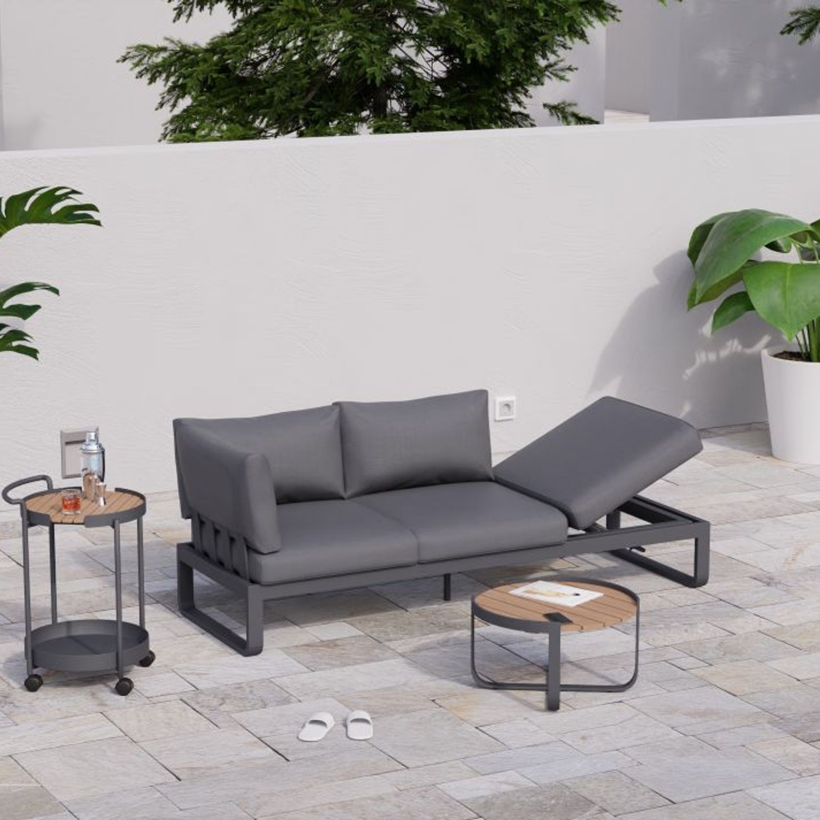 Fino Config A - Outdoor Modular Sofa in Matt Charcoal gallery detail image