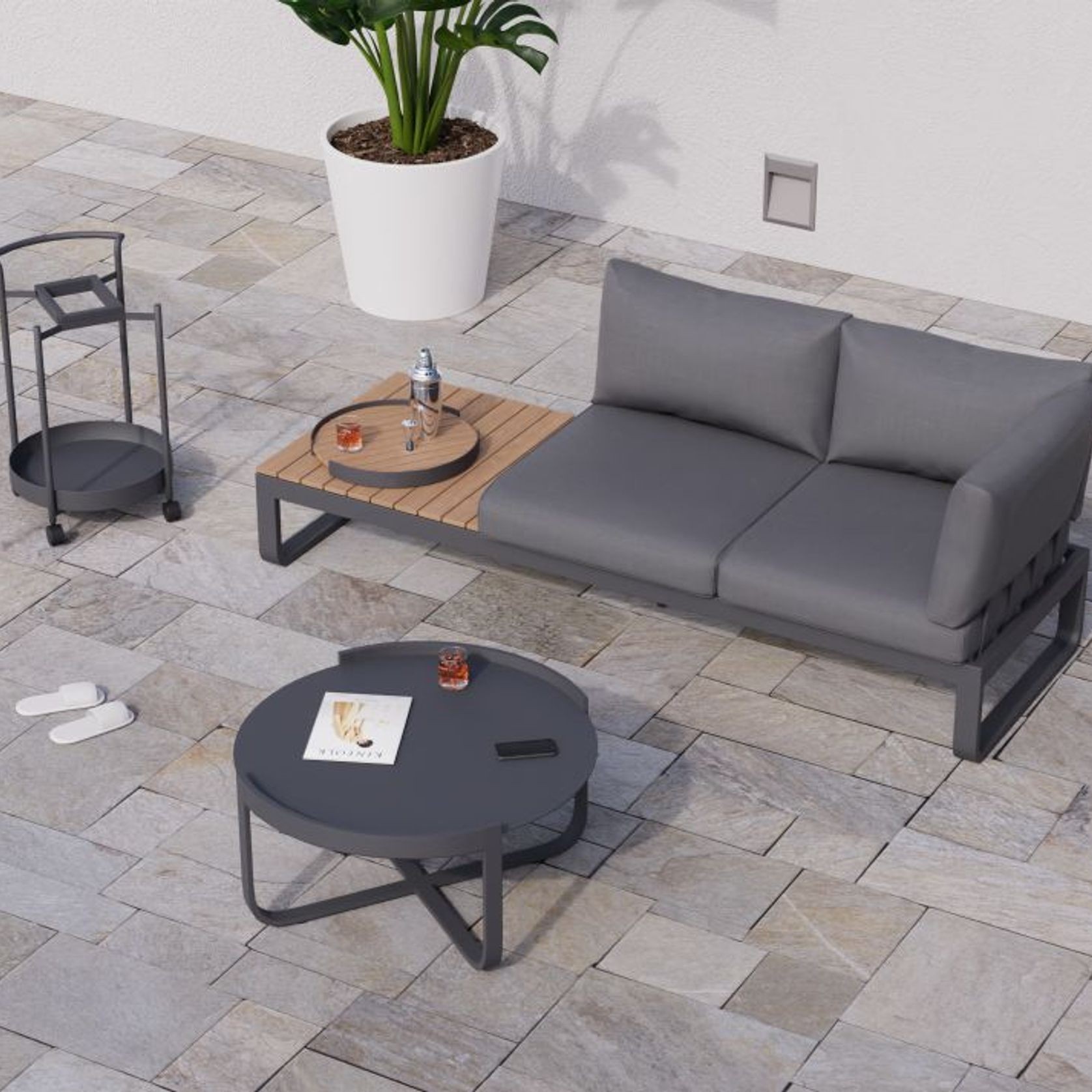 Fino Config B - Outdoor Modular Sofa in Matt Charcoal gallery detail image