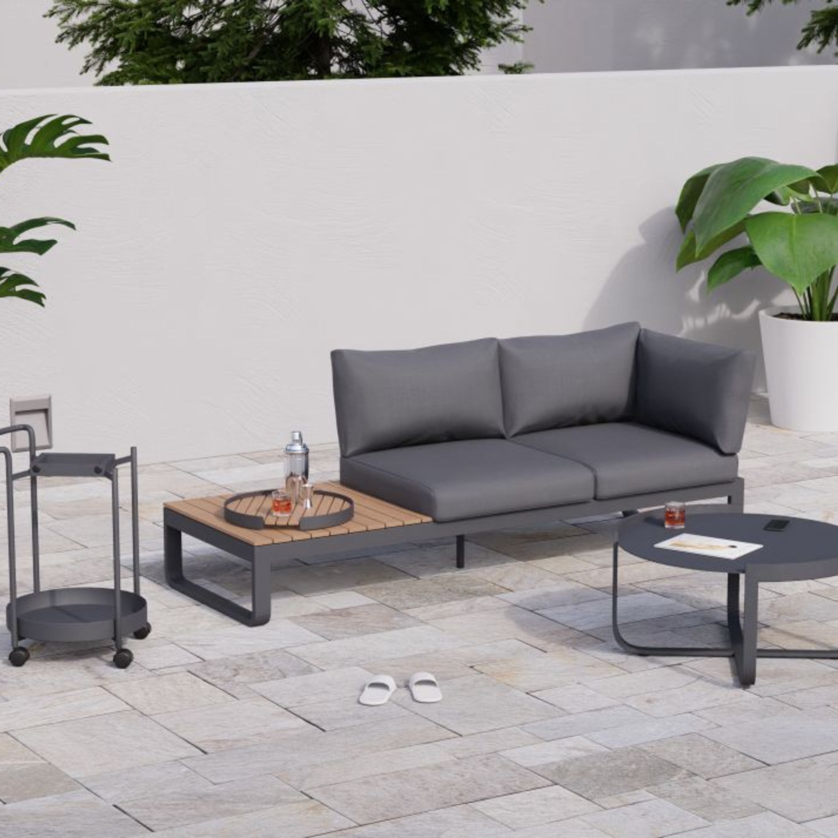 Fino Config B - Outdoor Modular Sofa in Matt Charcoal gallery detail image