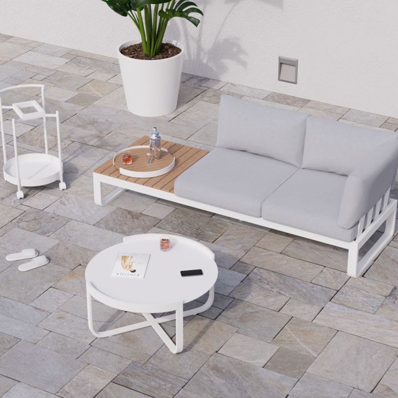 Fino Config B - Outdoor Modular Sofa in Matt White gallery detail image