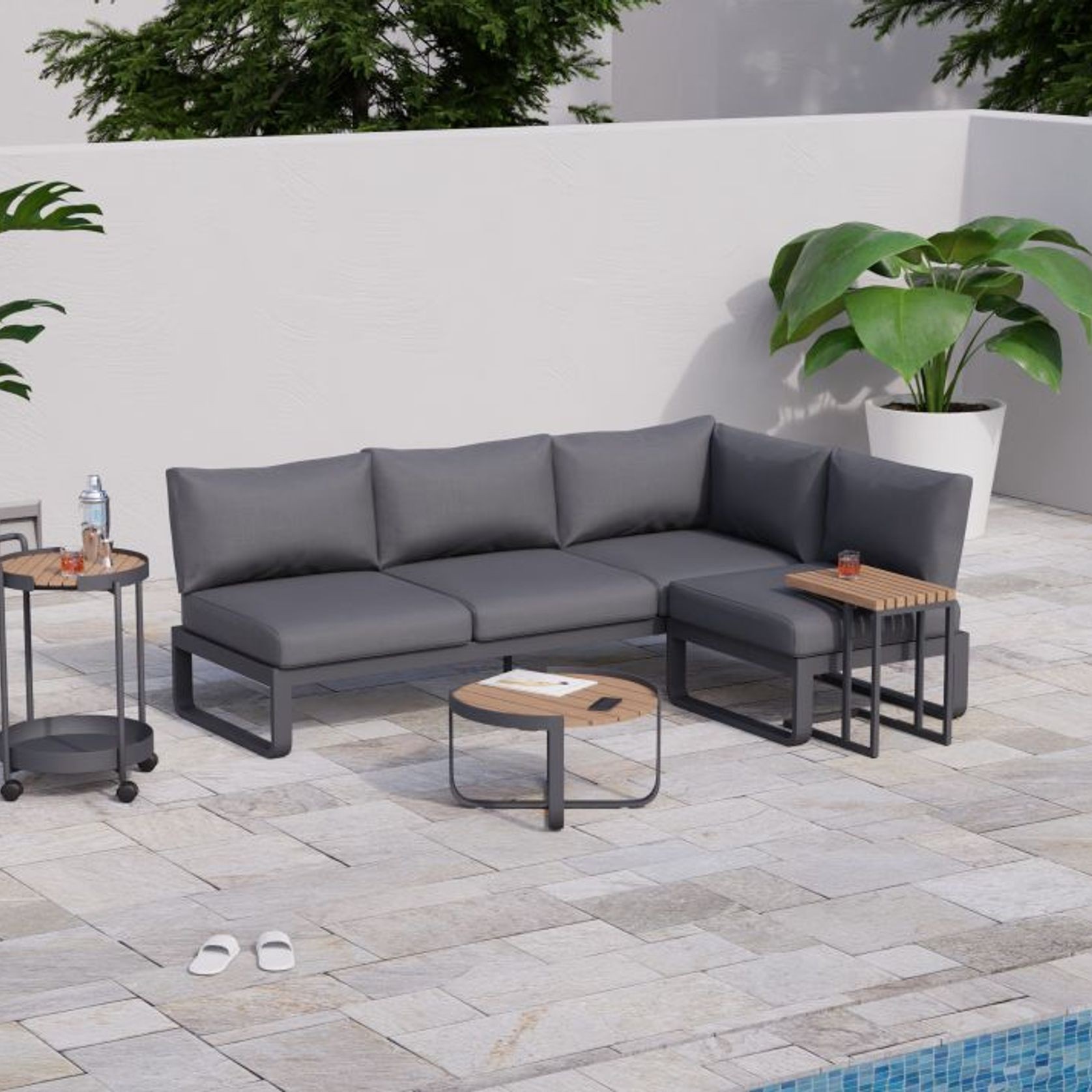 Fino Config C - Outdoor Modular Sofa in Matt Charcoal gallery detail image