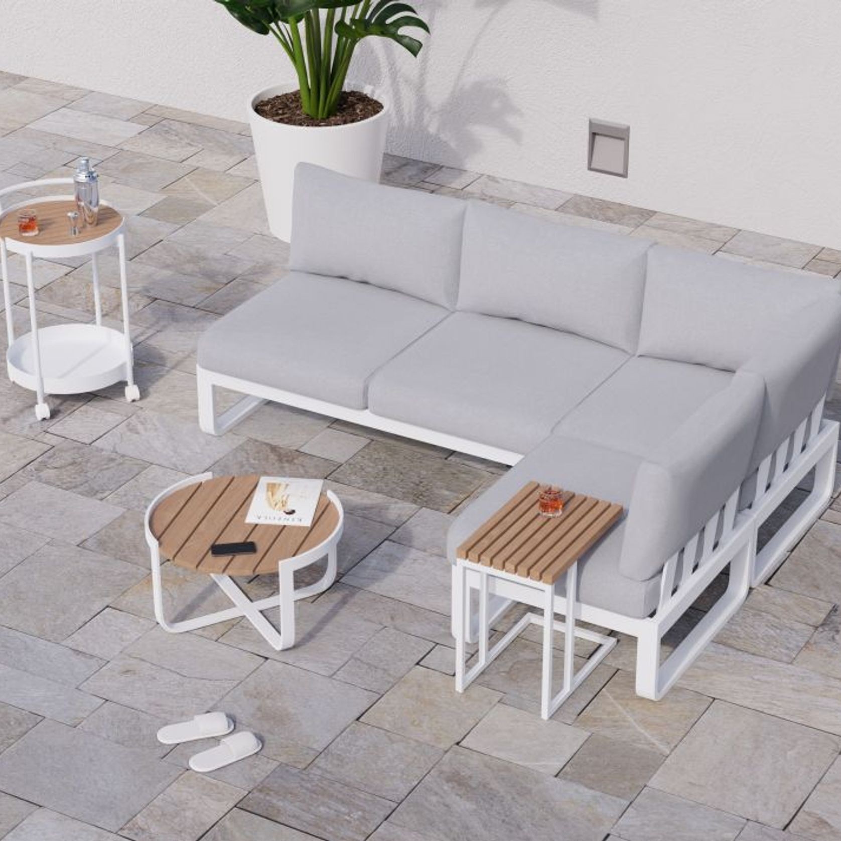 Fino Config C - Outdoor Modular Sofa in Matt White gallery detail image