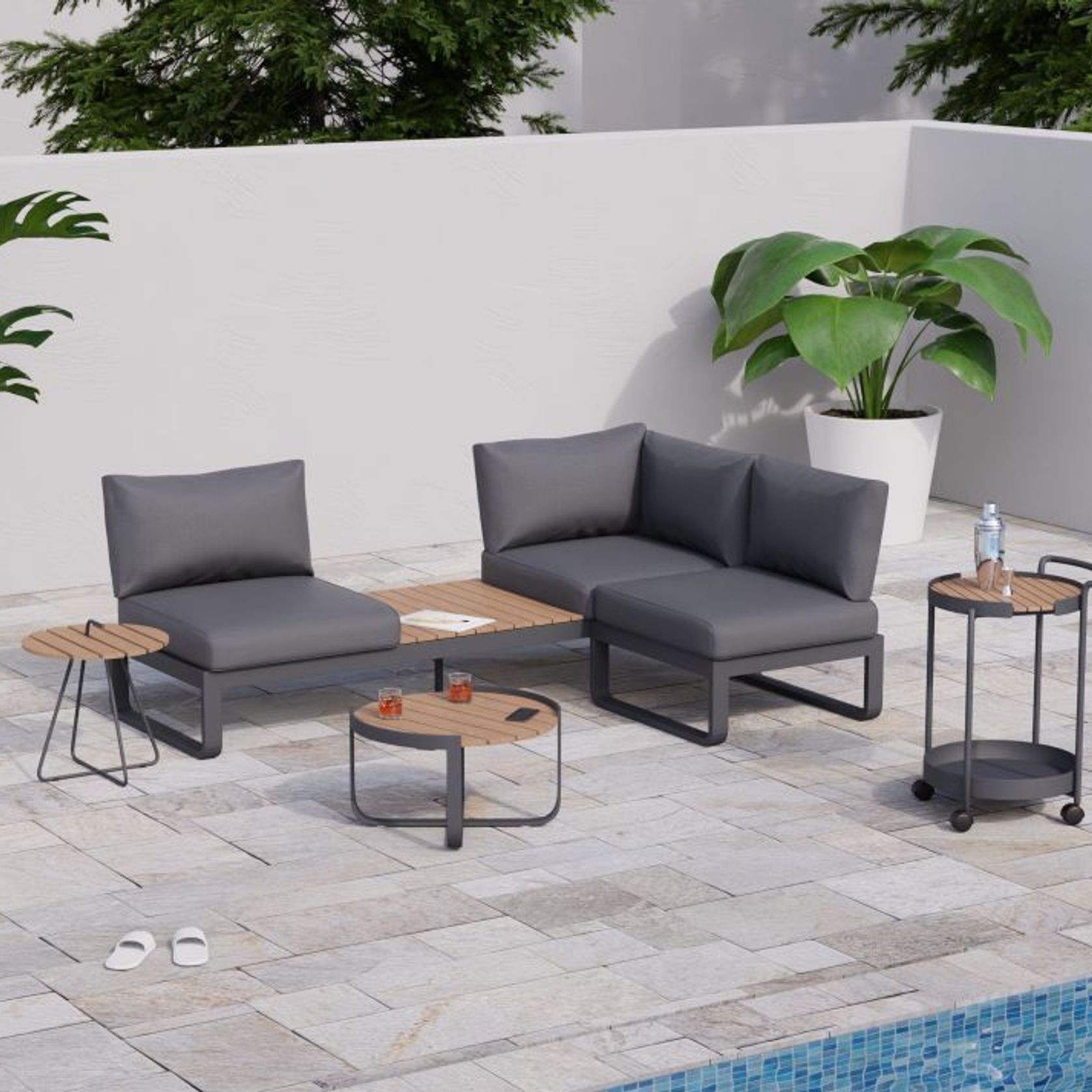 Fino Config D - Outdoor Modular Sofa in Matt Charcoal gallery detail image