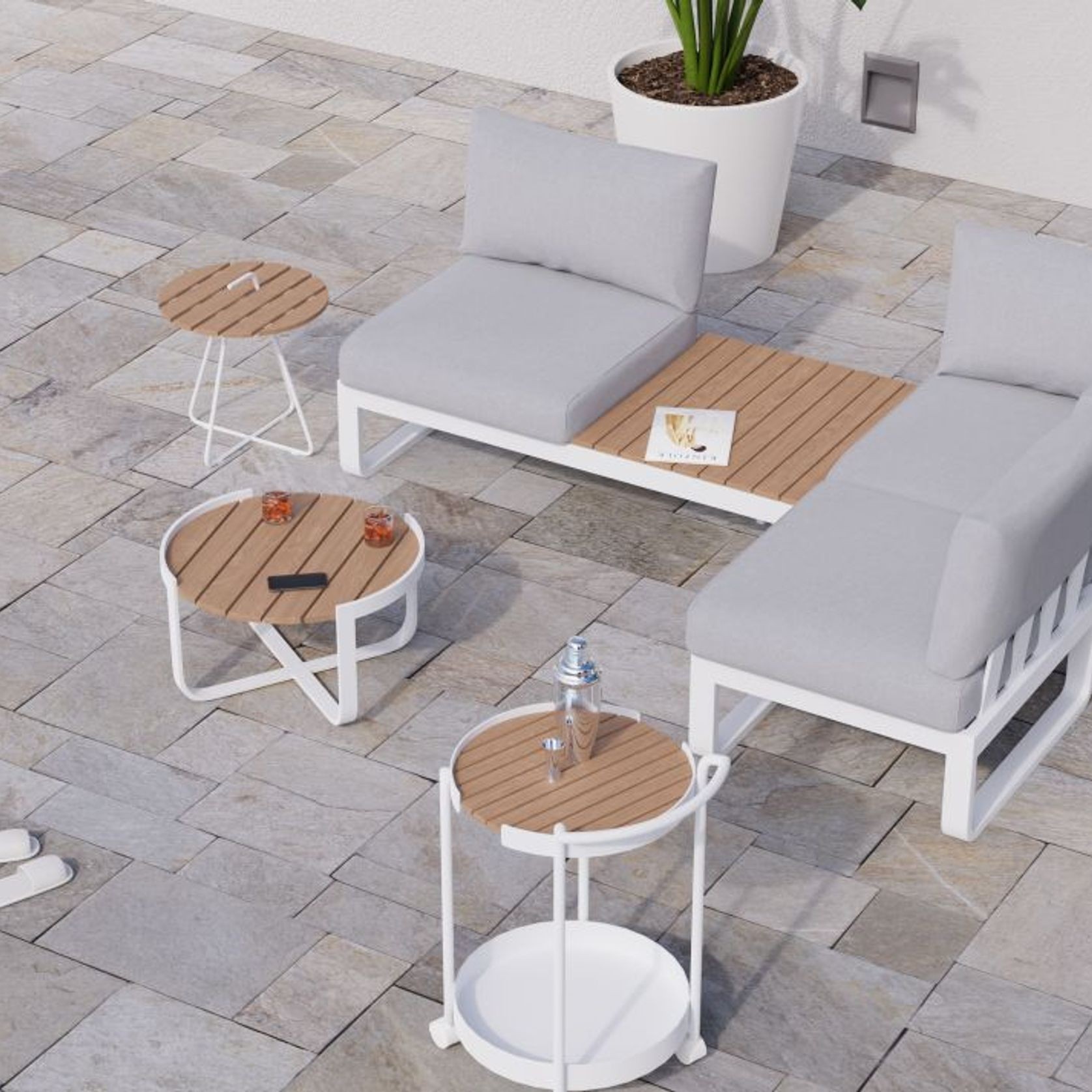 Fino Config D - Outdoor Modular Sofa in Matt White gallery detail image