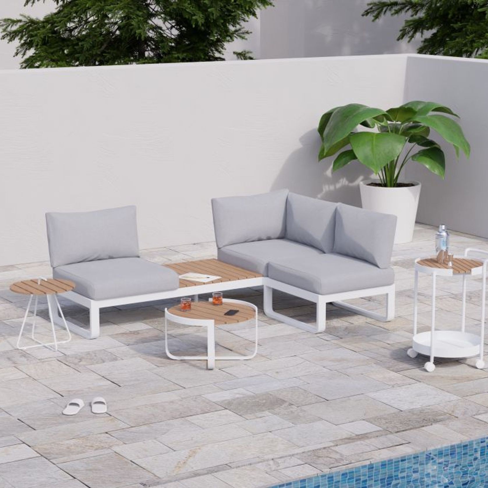 Fino Config D - Outdoor Modular Sofa in Matt White gallery detail image