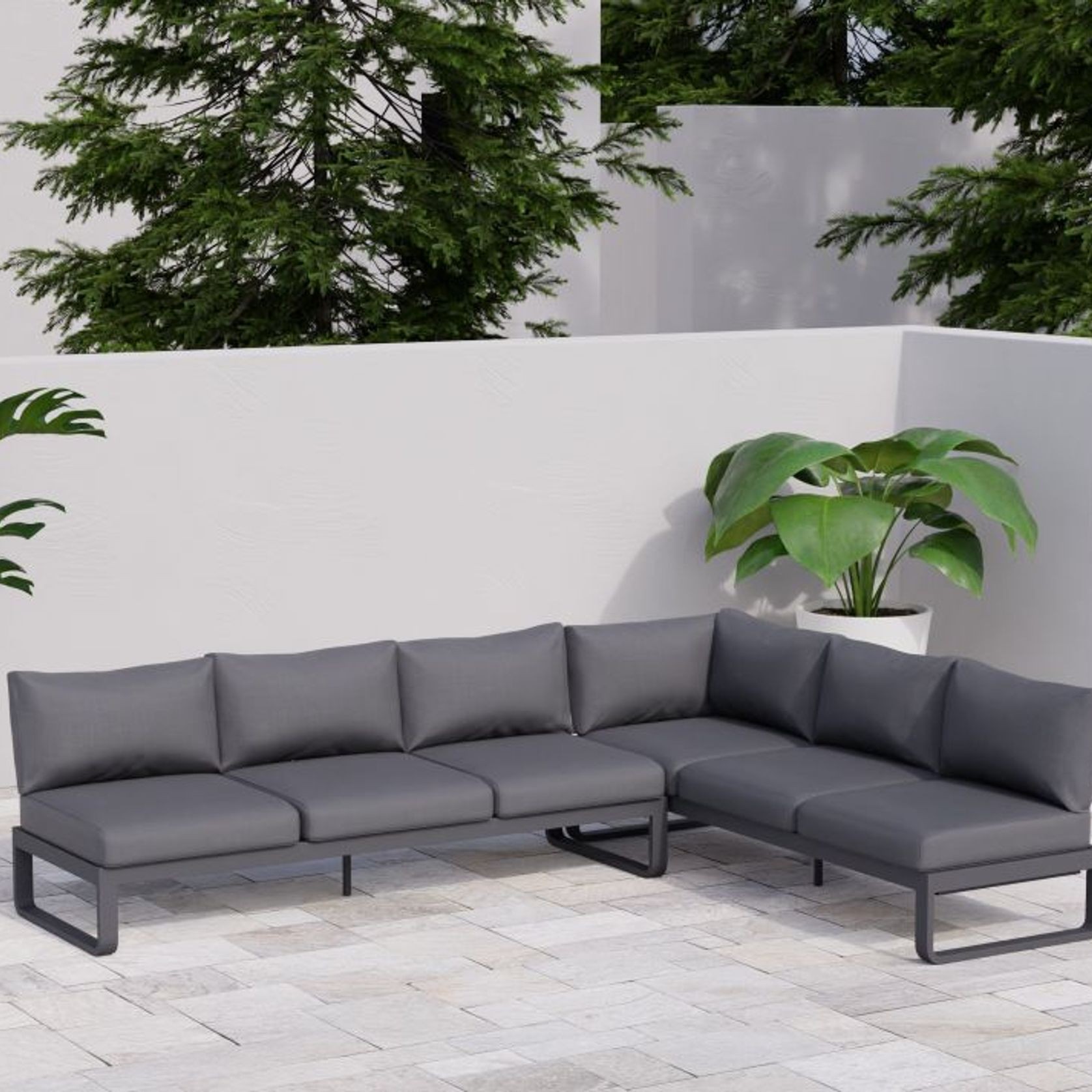 Fino Config E - Outdoor Modular Sofa in Matt Charcoal gallery detail image