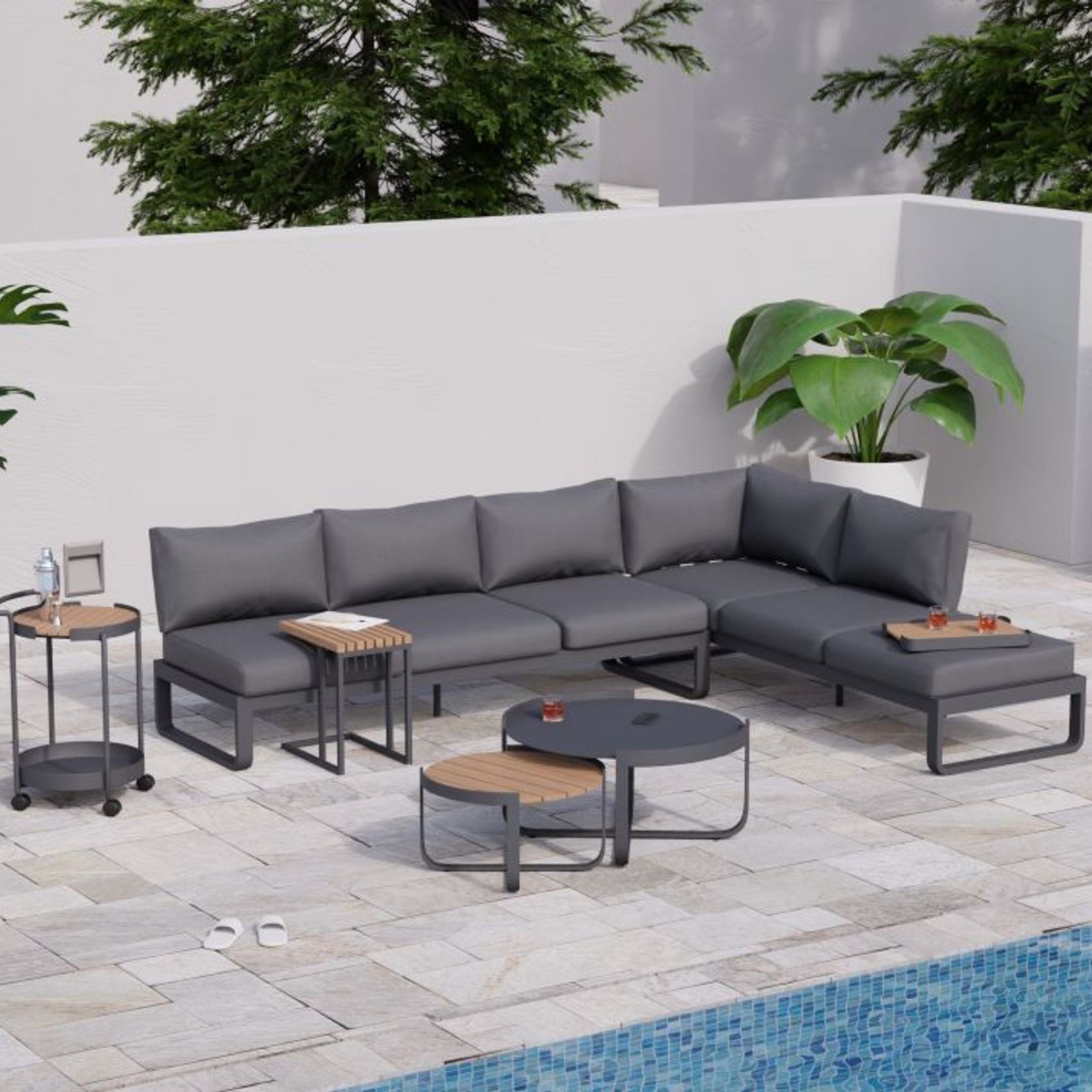 Fino Config E - Outdoor Modular Sofa in Matt Charcoal gallery detail image