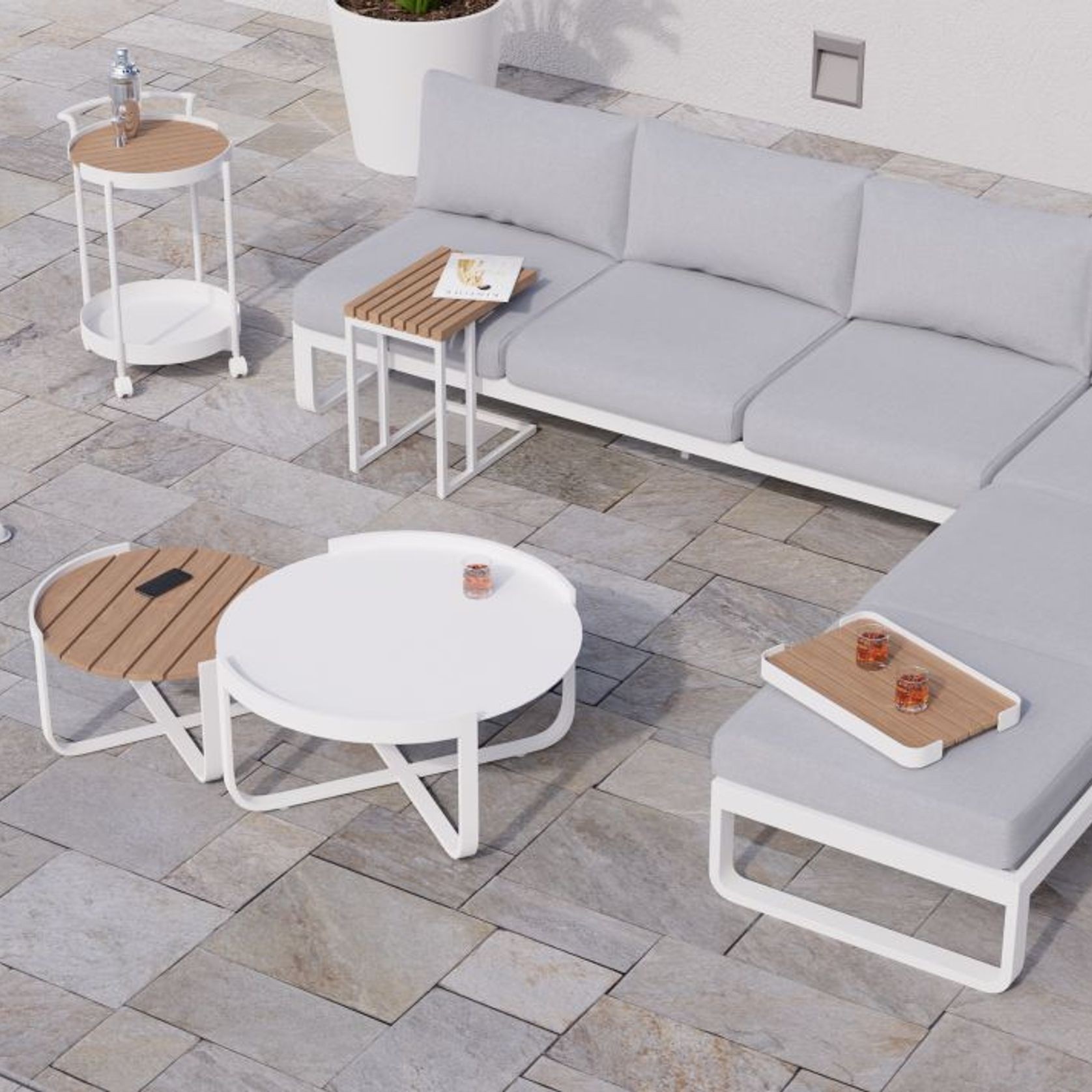 Fino Config E - Outdoor Modular Sofa in Matt White gallery detail image
