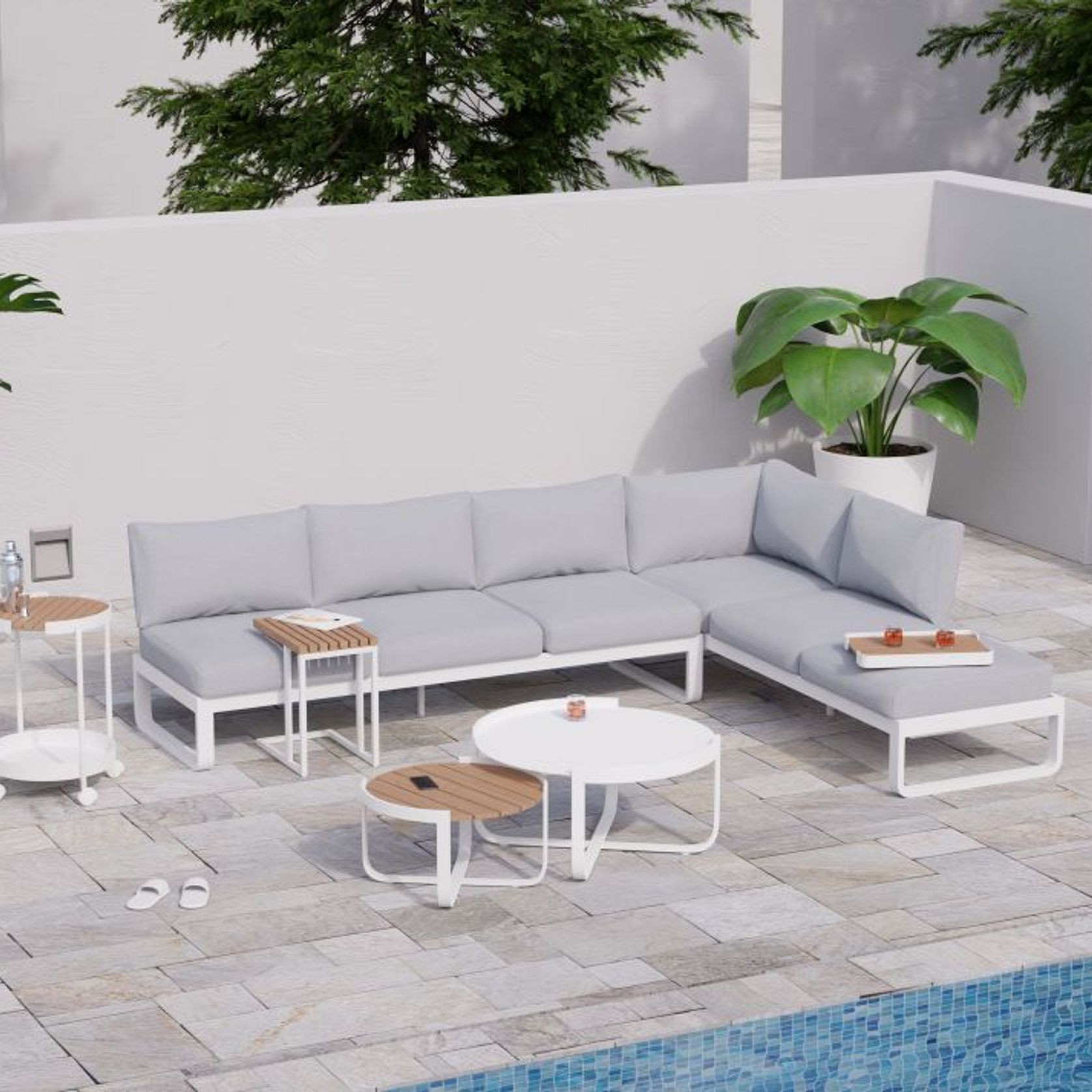 Fino Config E - Outdoor Modular Sofa in Matt White gallery detail image