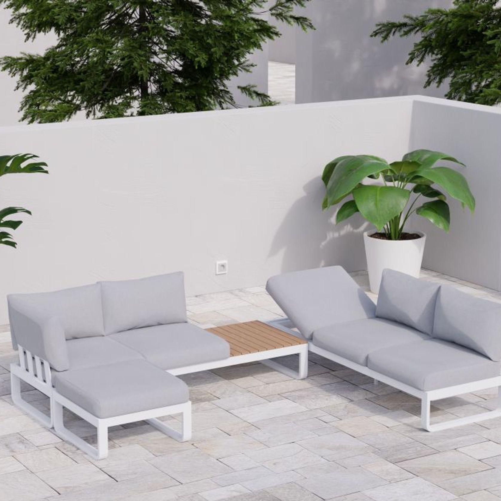 Fino Config F - Outdoor Modular Sofa in Matt White gallery detail image