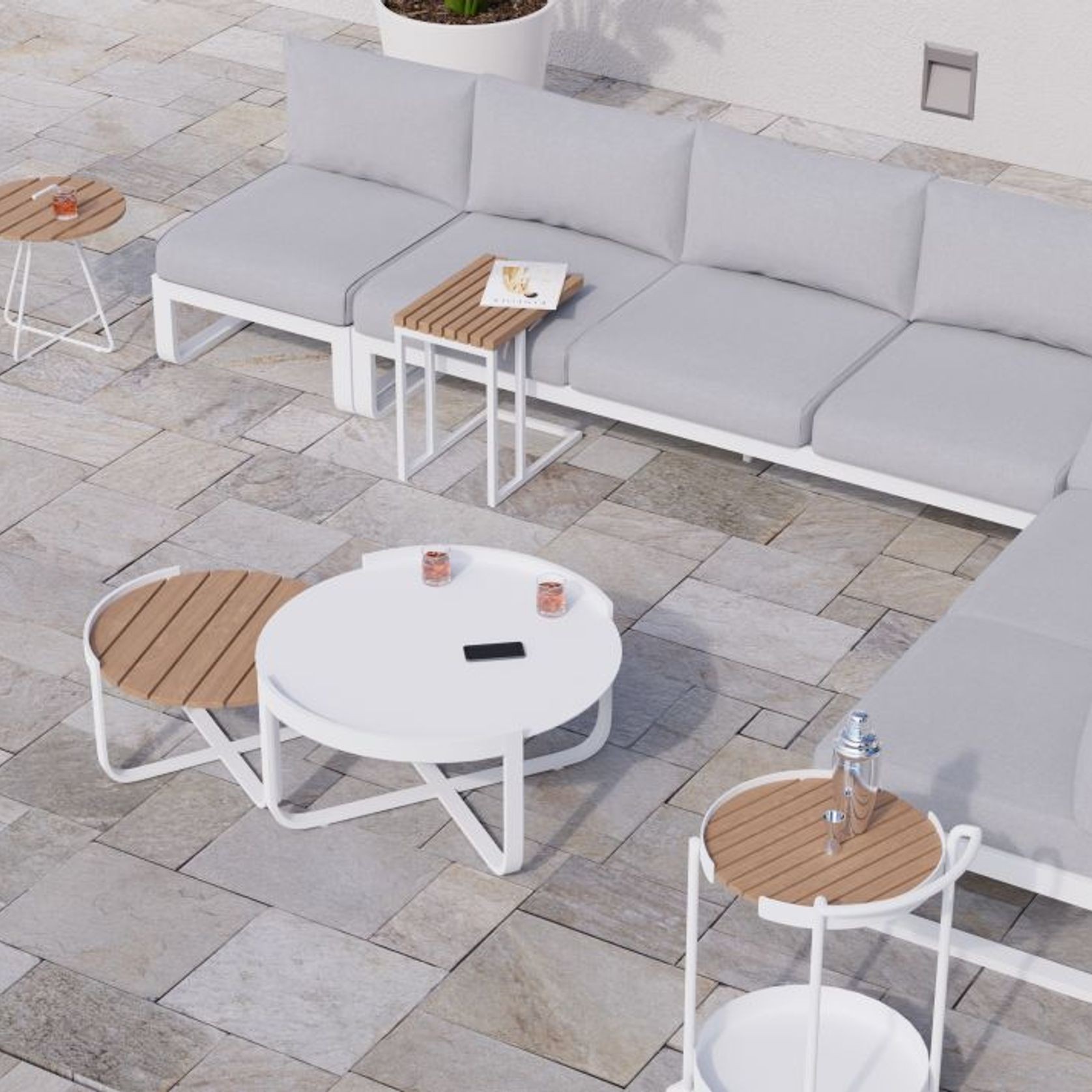 Fino Config F - Outdoor Modular Sofa in Matt White gallery detail image