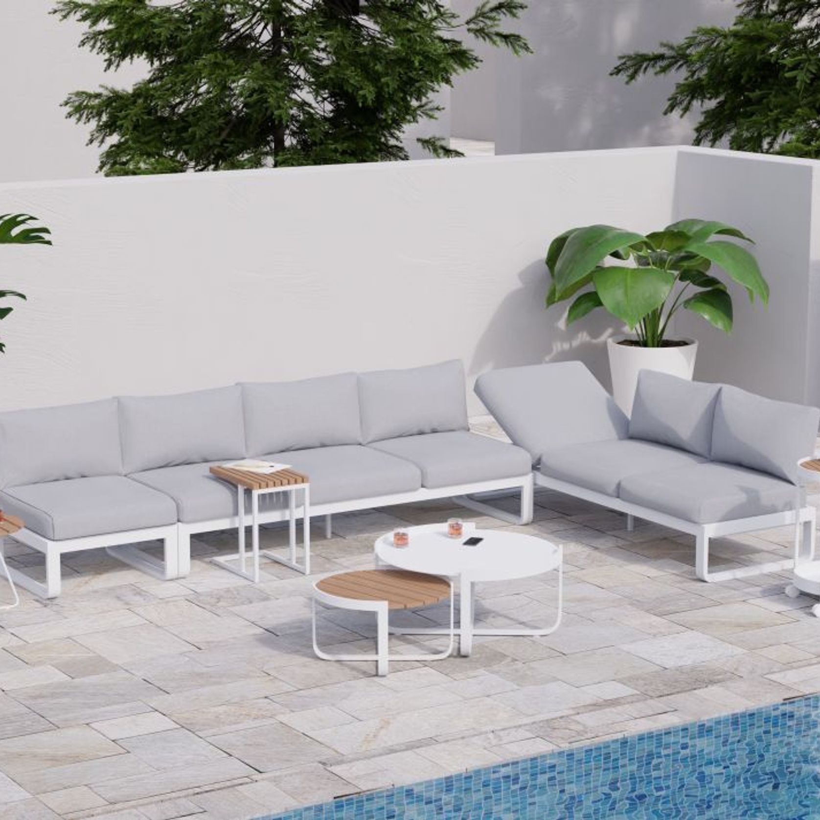 Fino Config F - Outdoor Modular Sofa in Matt White gallery detail image