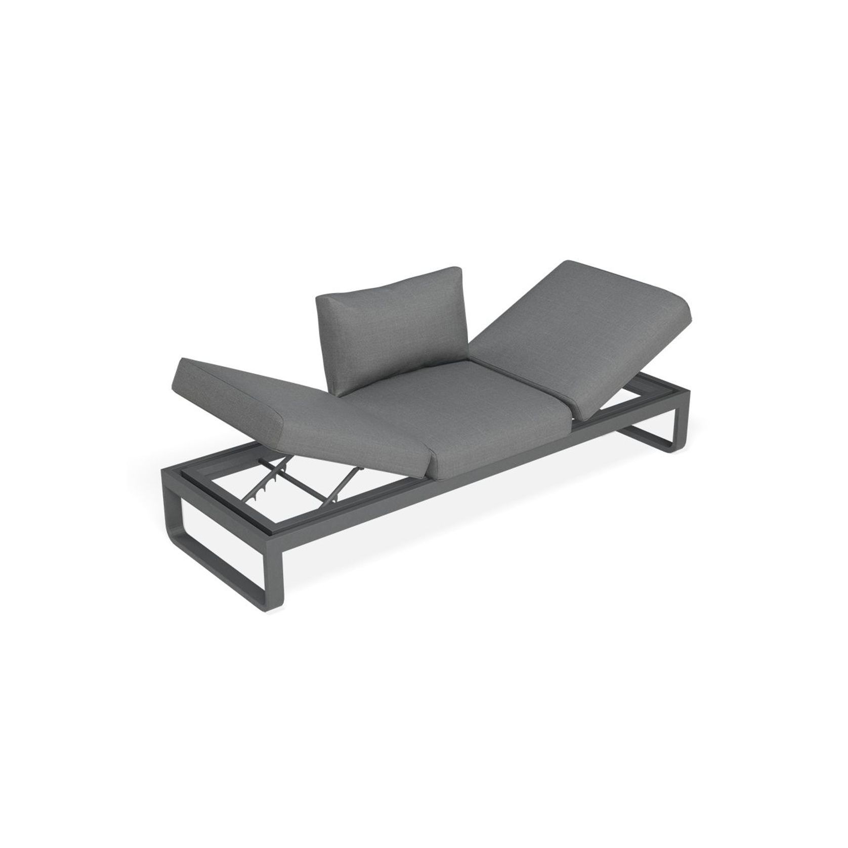 Fino Outdoor 3 Seater Sunlounge in Matt Charcoal Frame / Dark Grey Fabric gallery detail image