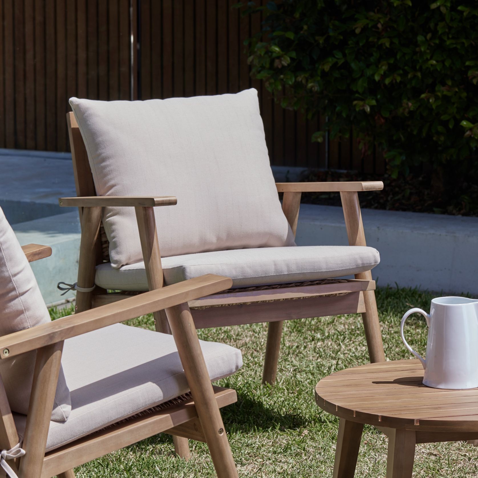 Manado 5PCE Acacia & Wicker Outdoor Lounge Set gallery detail image