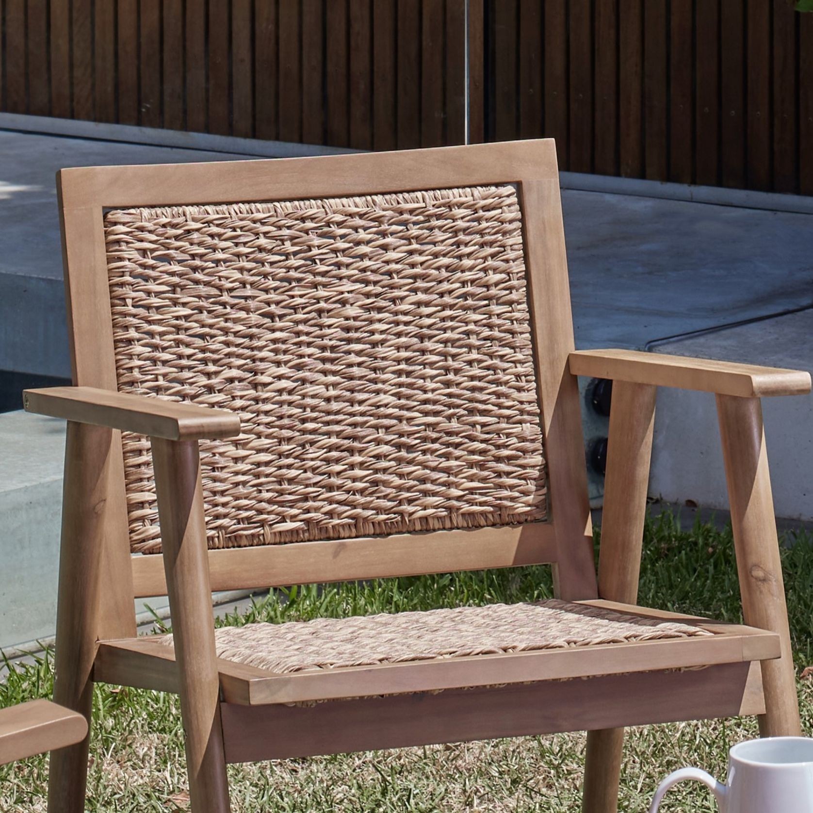 Manado 5PCE Acacia & Wicker Outdoor Lounge Set gallery detail image