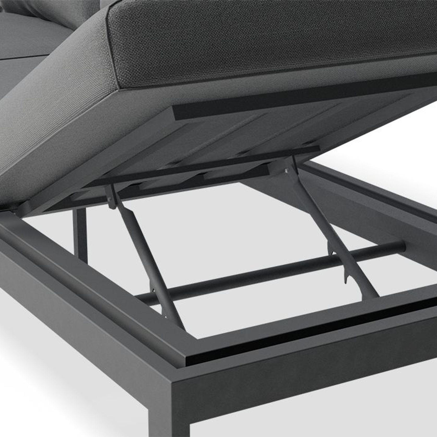 Fino Outdoor 3 Seater Sunlounge in Matt Charcoal Frame / Dark Grey Fabric gallery detail image