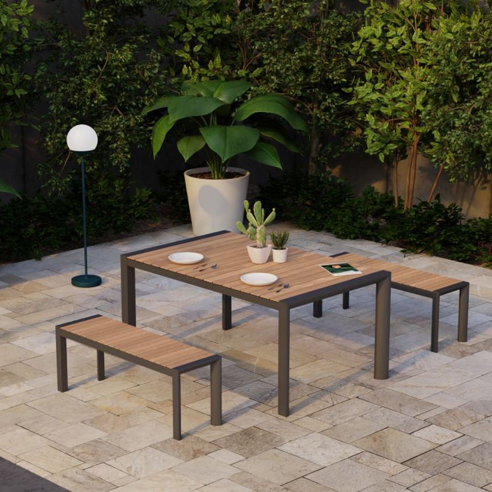 Vydel Bench Seat - Outdoor - 120cm - Teak - Charcoal gallery detail image