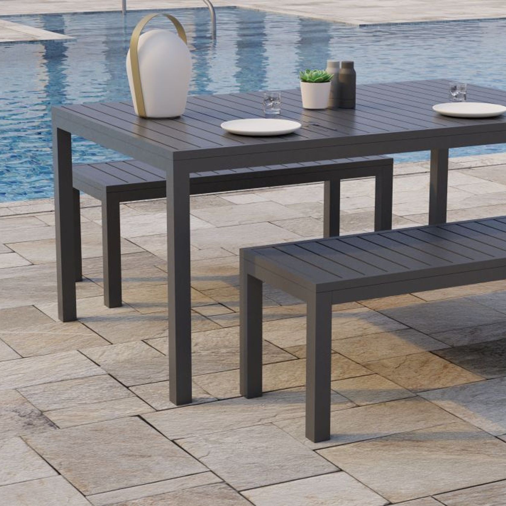 Halki Bench Seat - Outdoor - 120cm - Charcoal gallery detail image