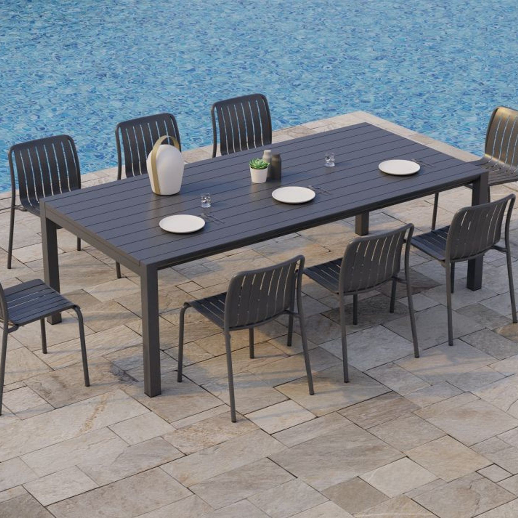 Reflect Table - Outdoor - Extendable 220/338 x 106cm - Charcoal gallery detail image