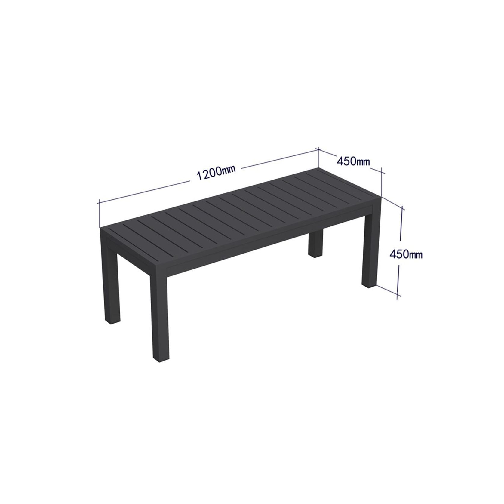 Halki Bench Seat - Outdoor - 120cm - Charcoal gallery detail image