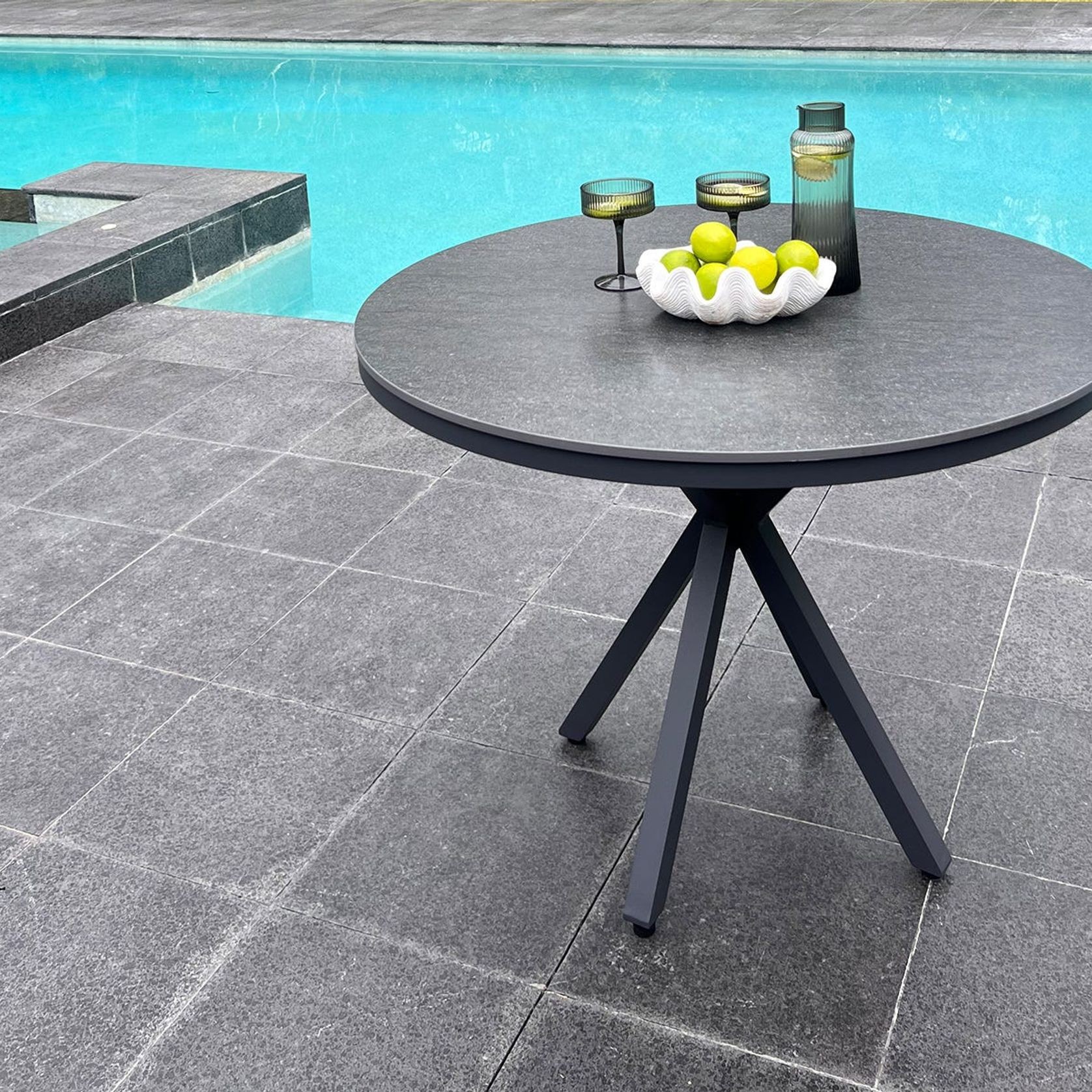 Adele Outdoor Ceramic Table - 100cm Round gallery detail image