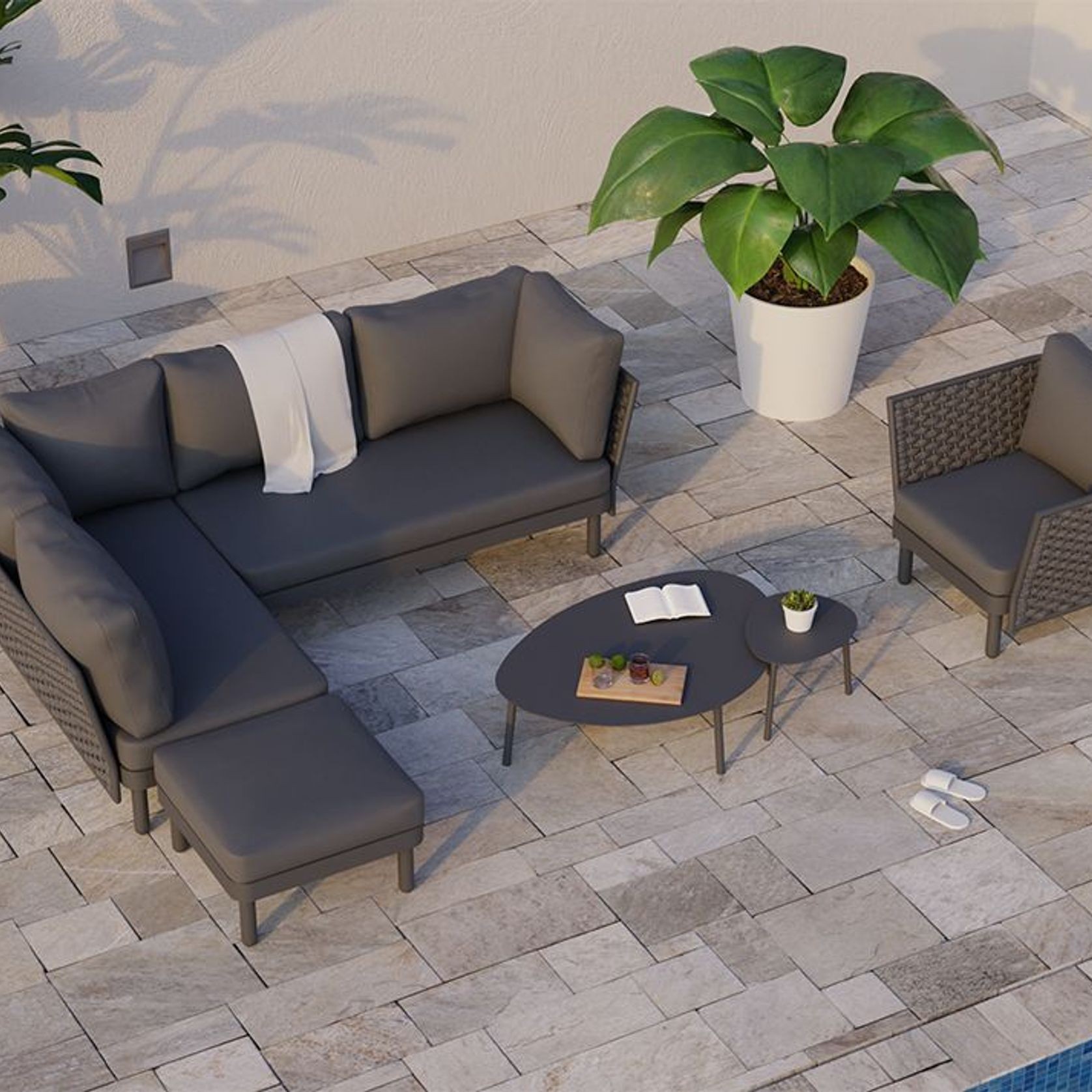 Cetara Side Table - Outdoor - Charcoal gallery detail image