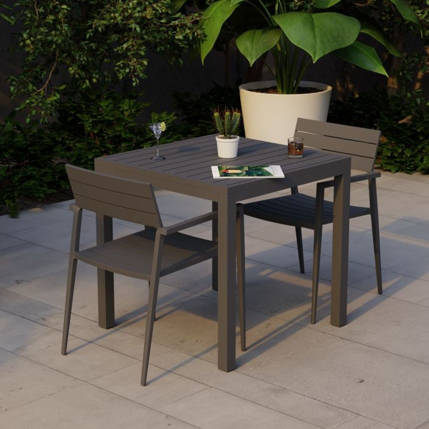 Halki Table Matt Charcoal Aluminium 77cm x 77xm gallery detail image