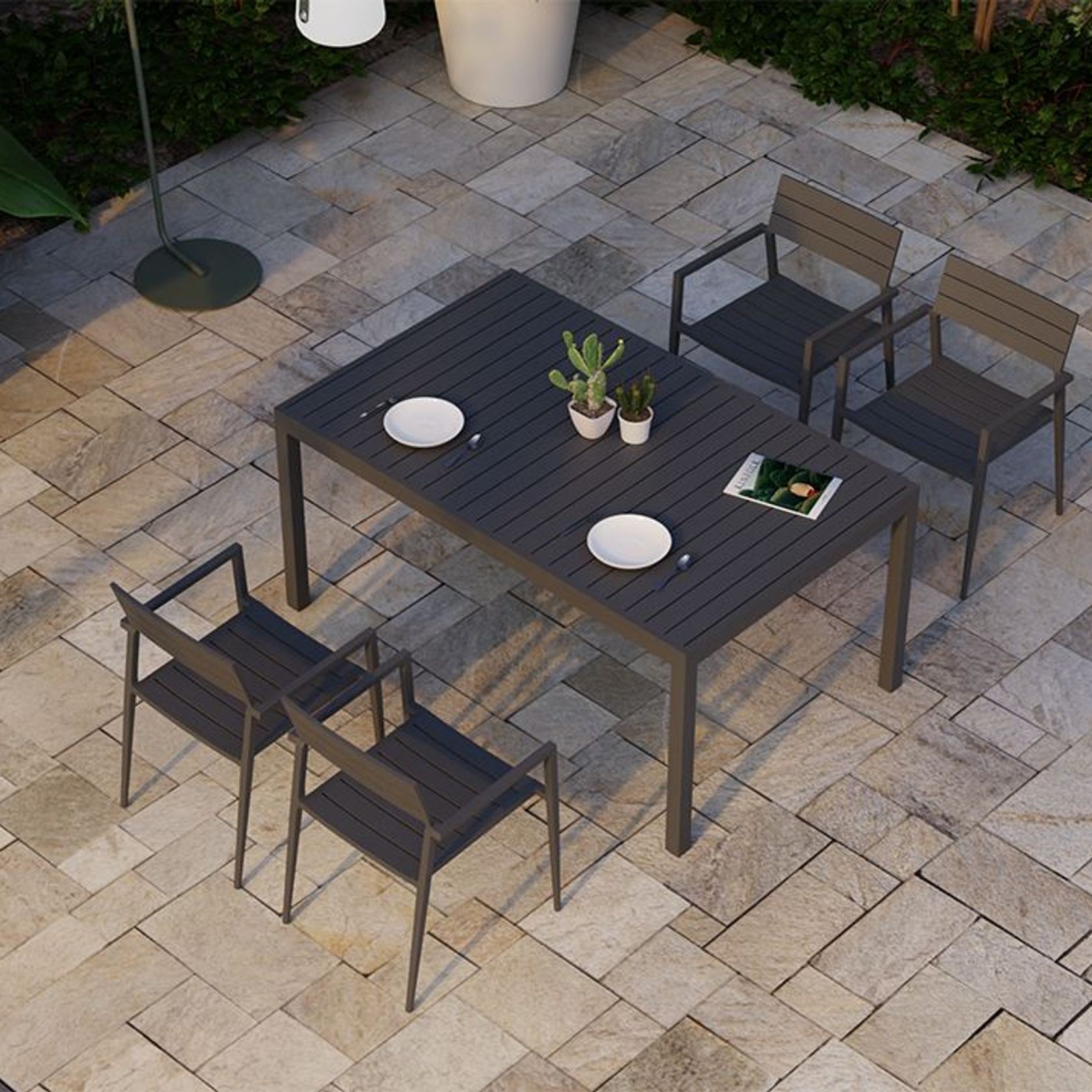 Halki Table - Outdoor - 160cm x 90cm - Charcoal gallery detail image