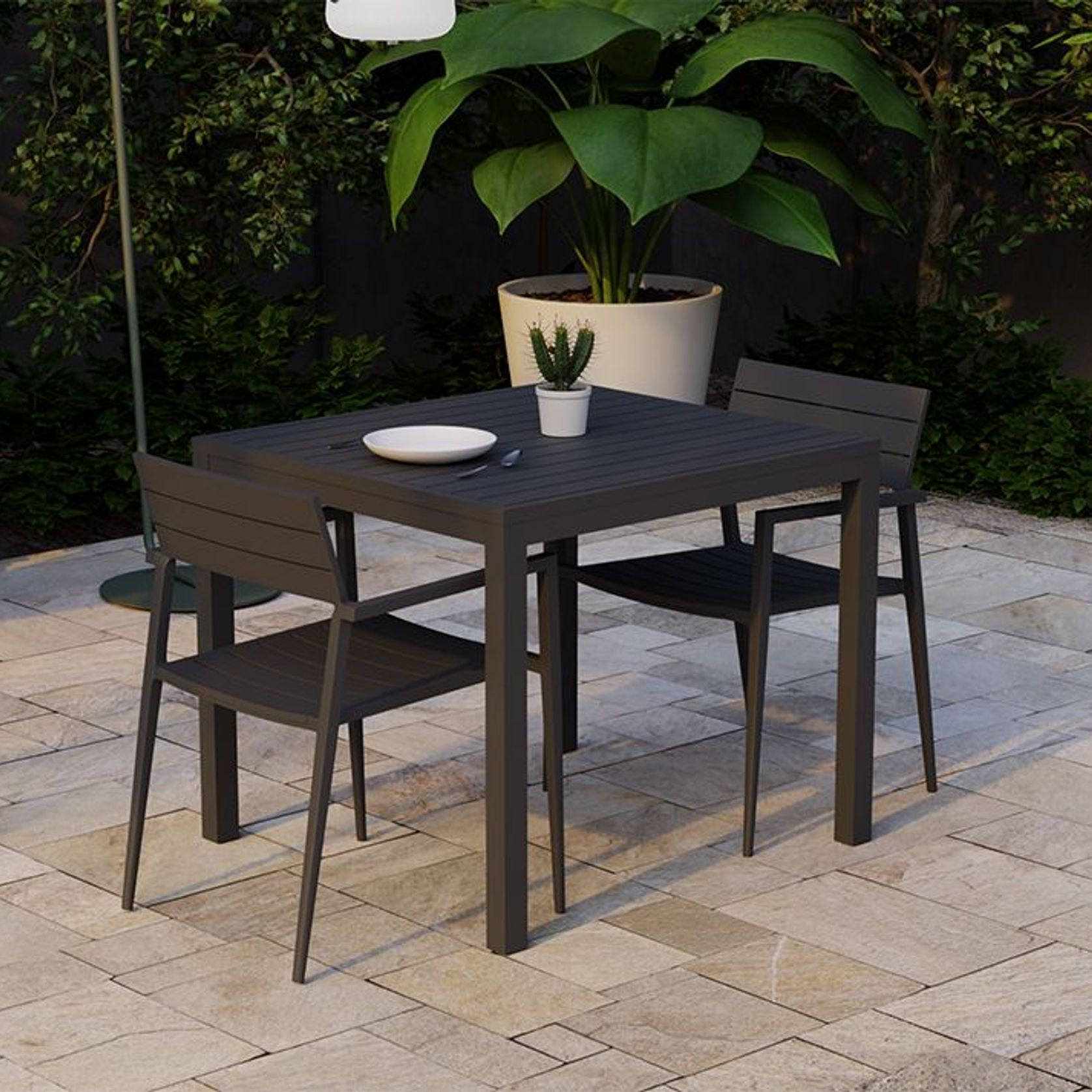 Halki Table - Outdoor - 90cm x 90cm - Charcoal gallery detail image
