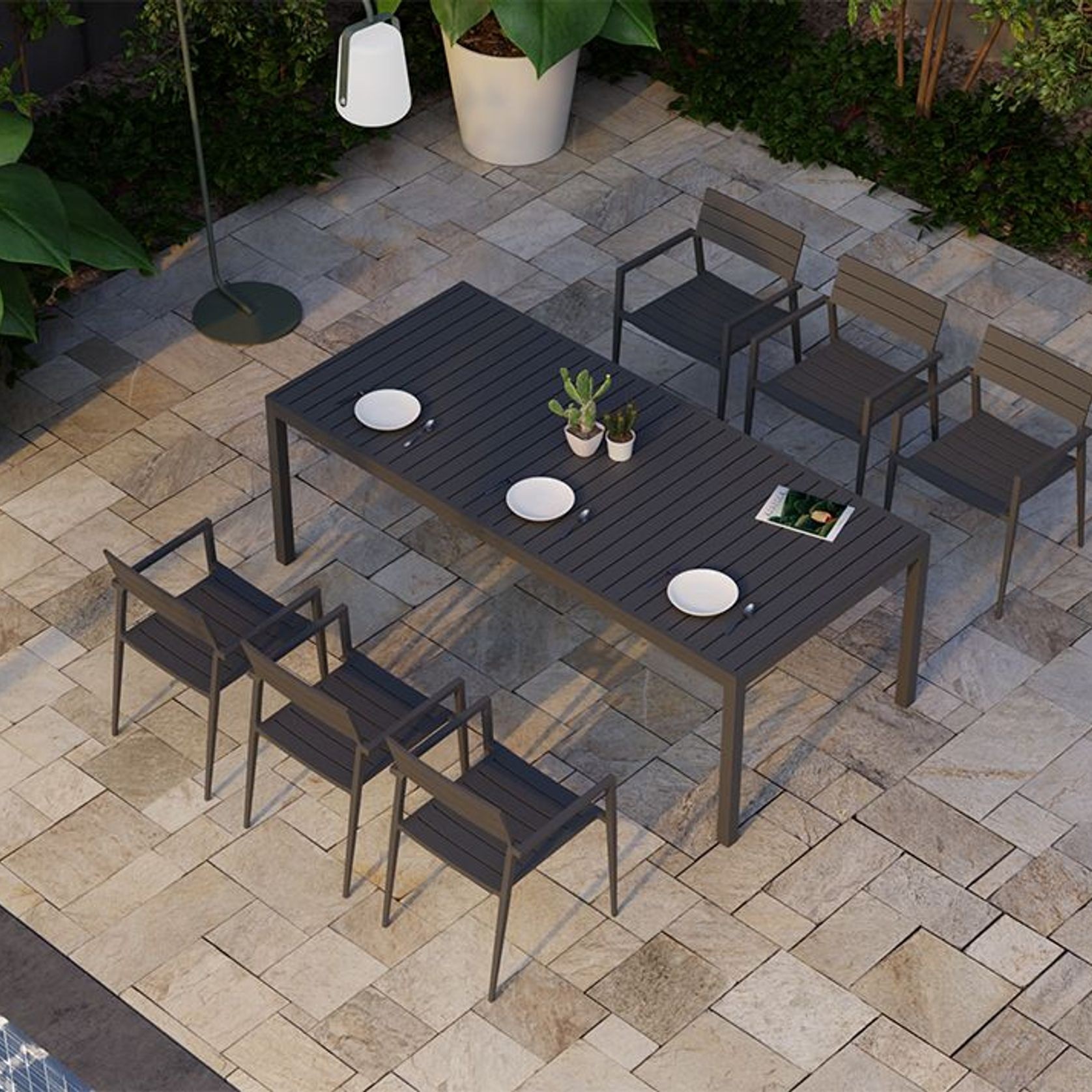 Halki Table - Outdoor - 220cm x 100cm - Charcoal gallery detail image